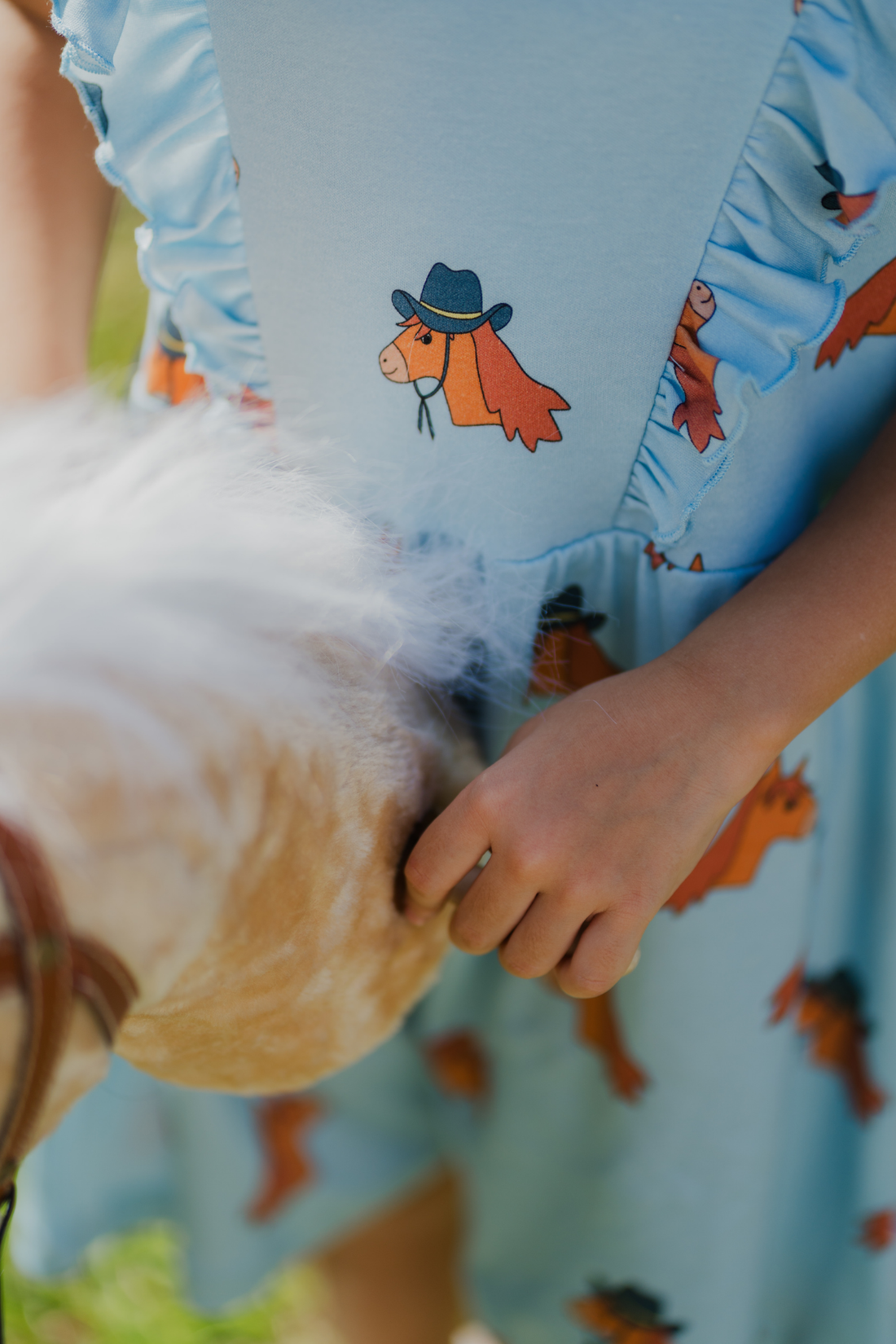 Horse Blue Ruffled Dress