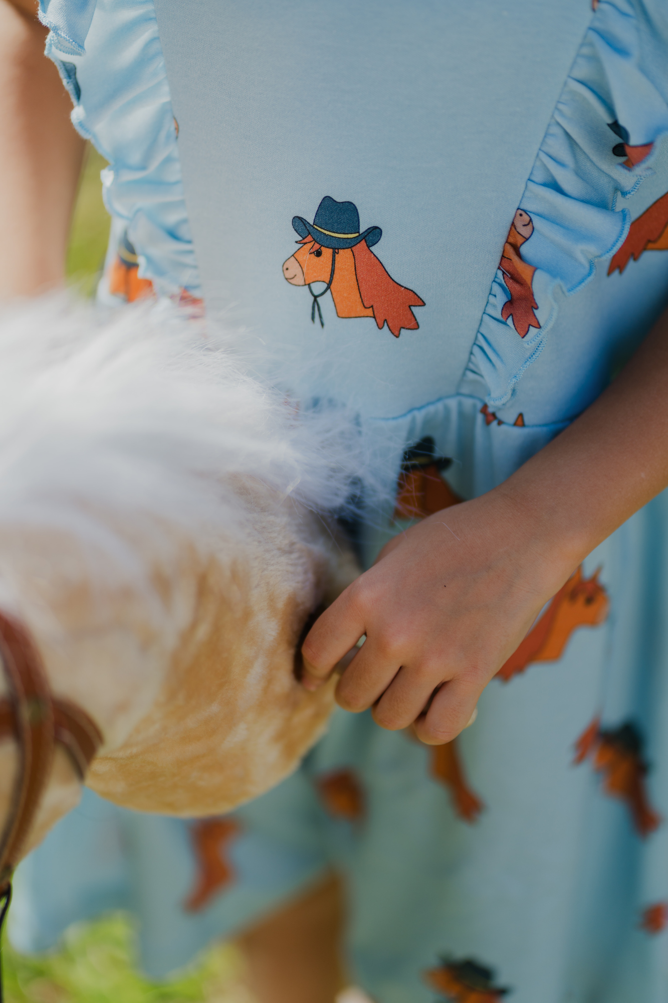 Horse Blue Ruffled Dress