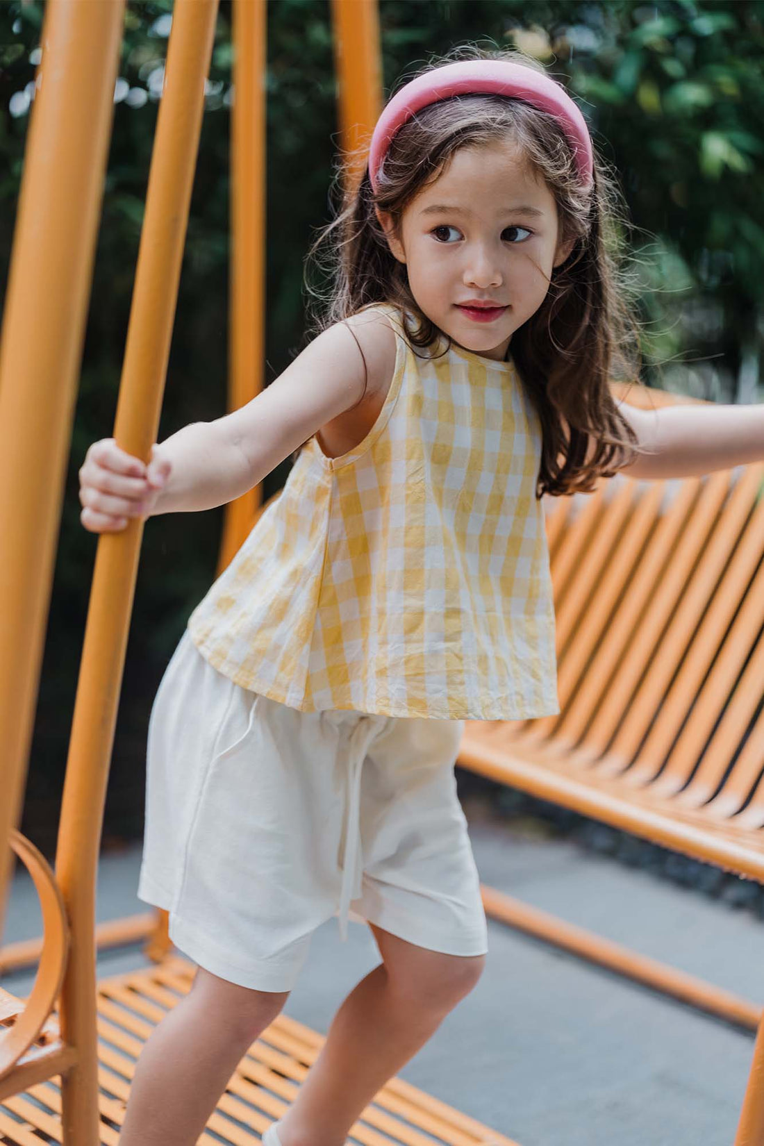 Yellow Check Boxy Tank & Shorts Set
