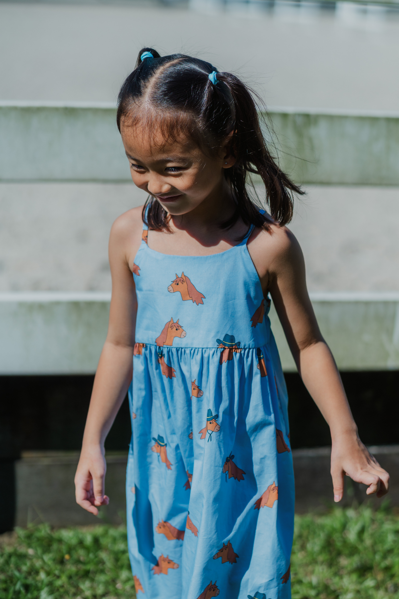 Horse Blue Midi Dress