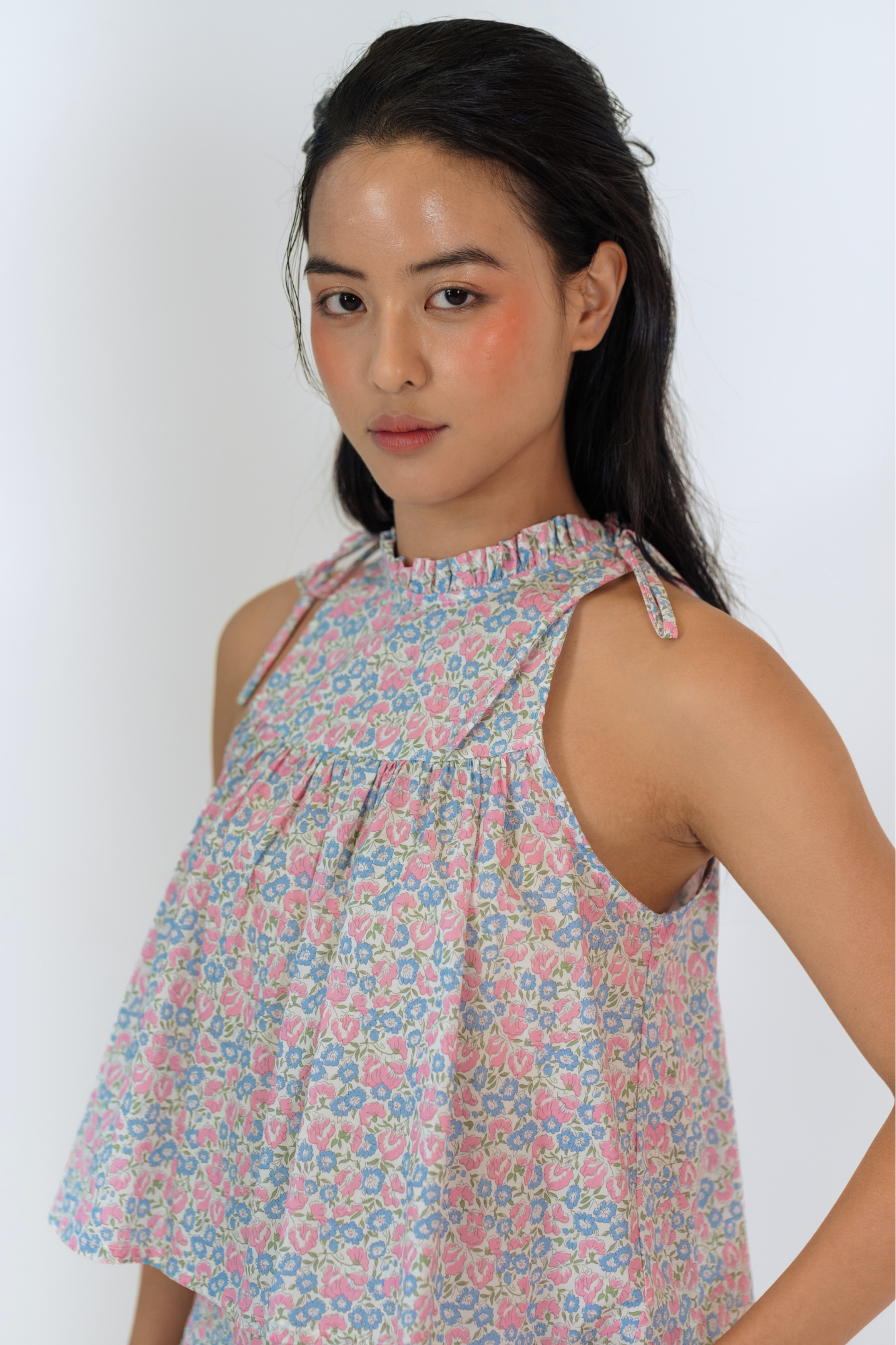 Morning Bloom Ruffled Halter Top & Gathered Skirt Set