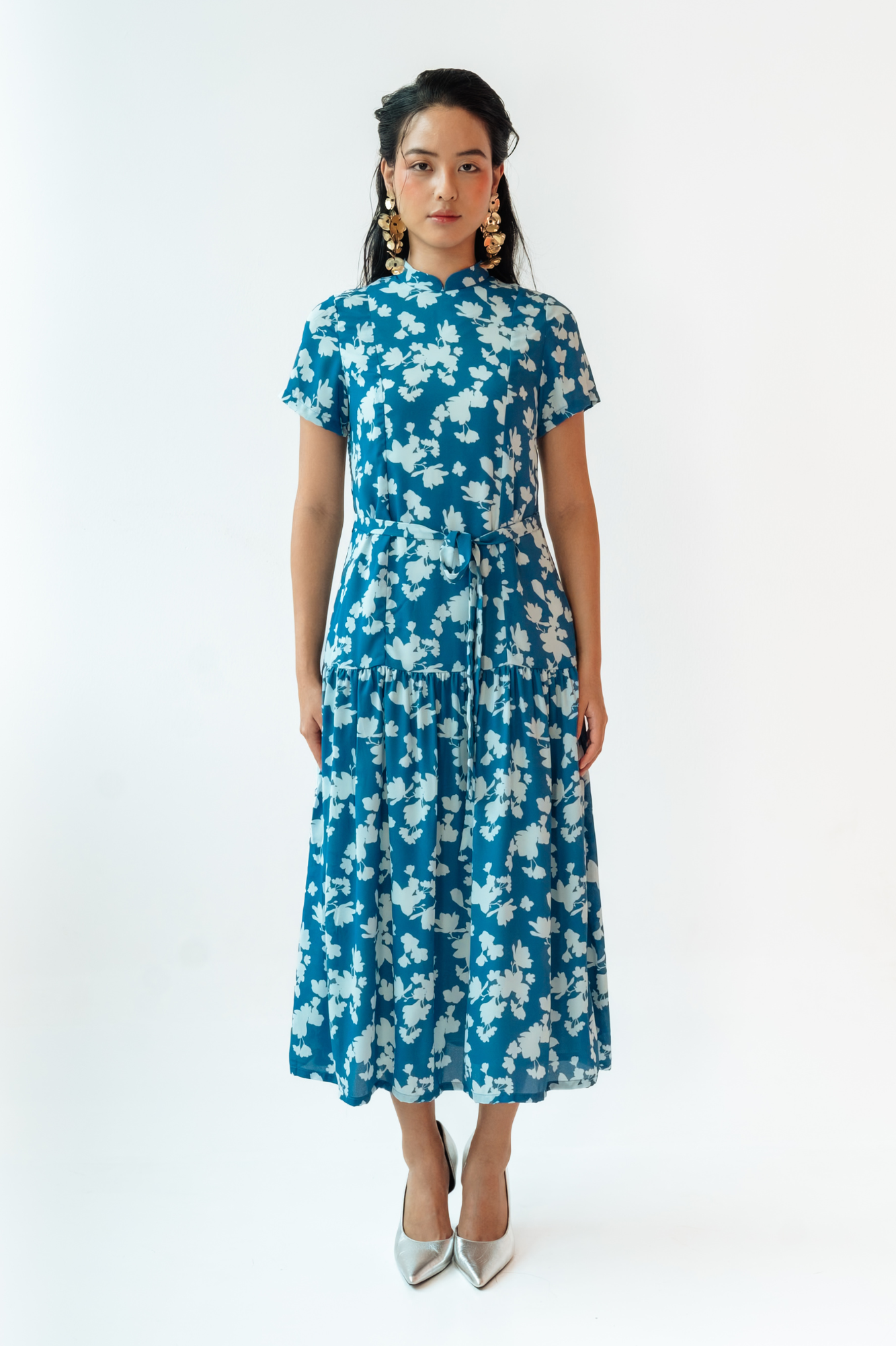 Lapis Bloom Dropped Waist Cheongsam