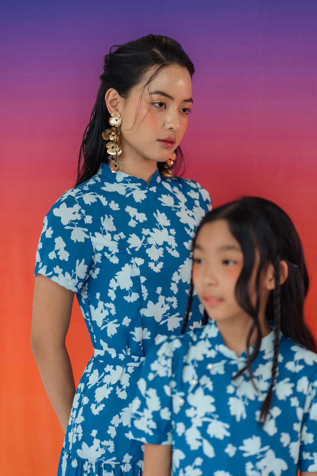 Lapis Bloom Dropped Waist Cheongsam