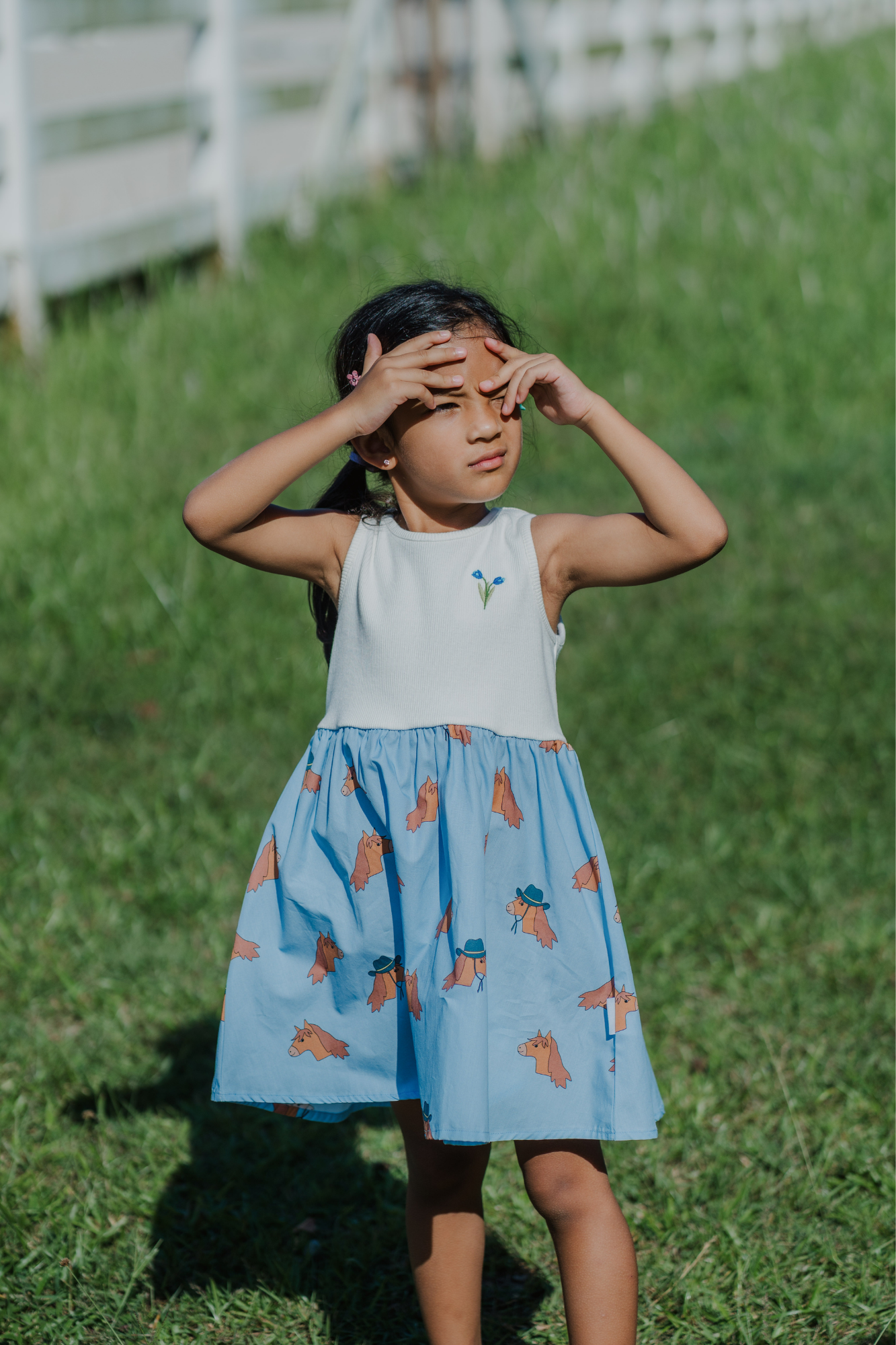 Horse Blue Splice Dress