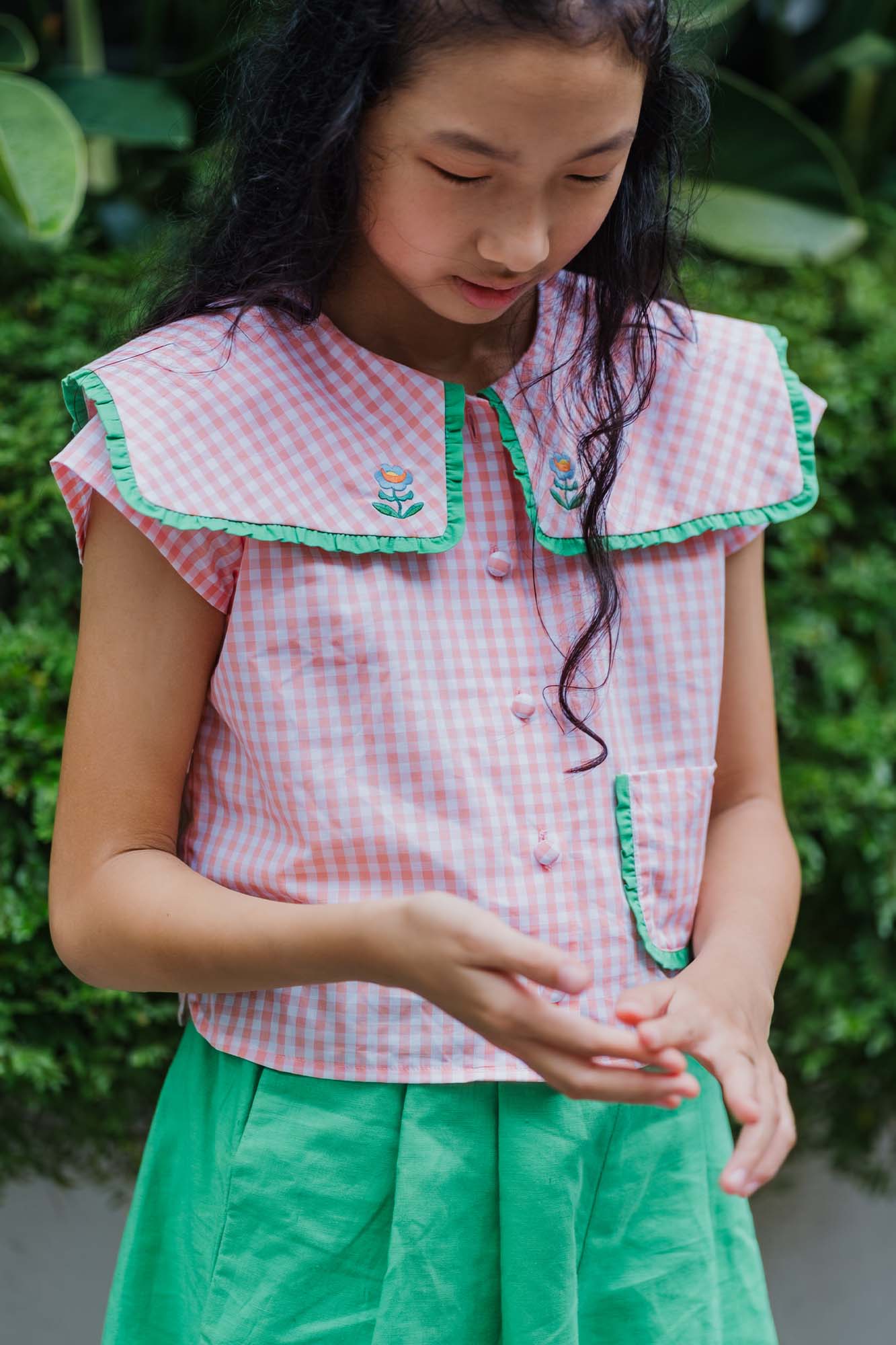 Peach Check Phoebe Two Piece Set