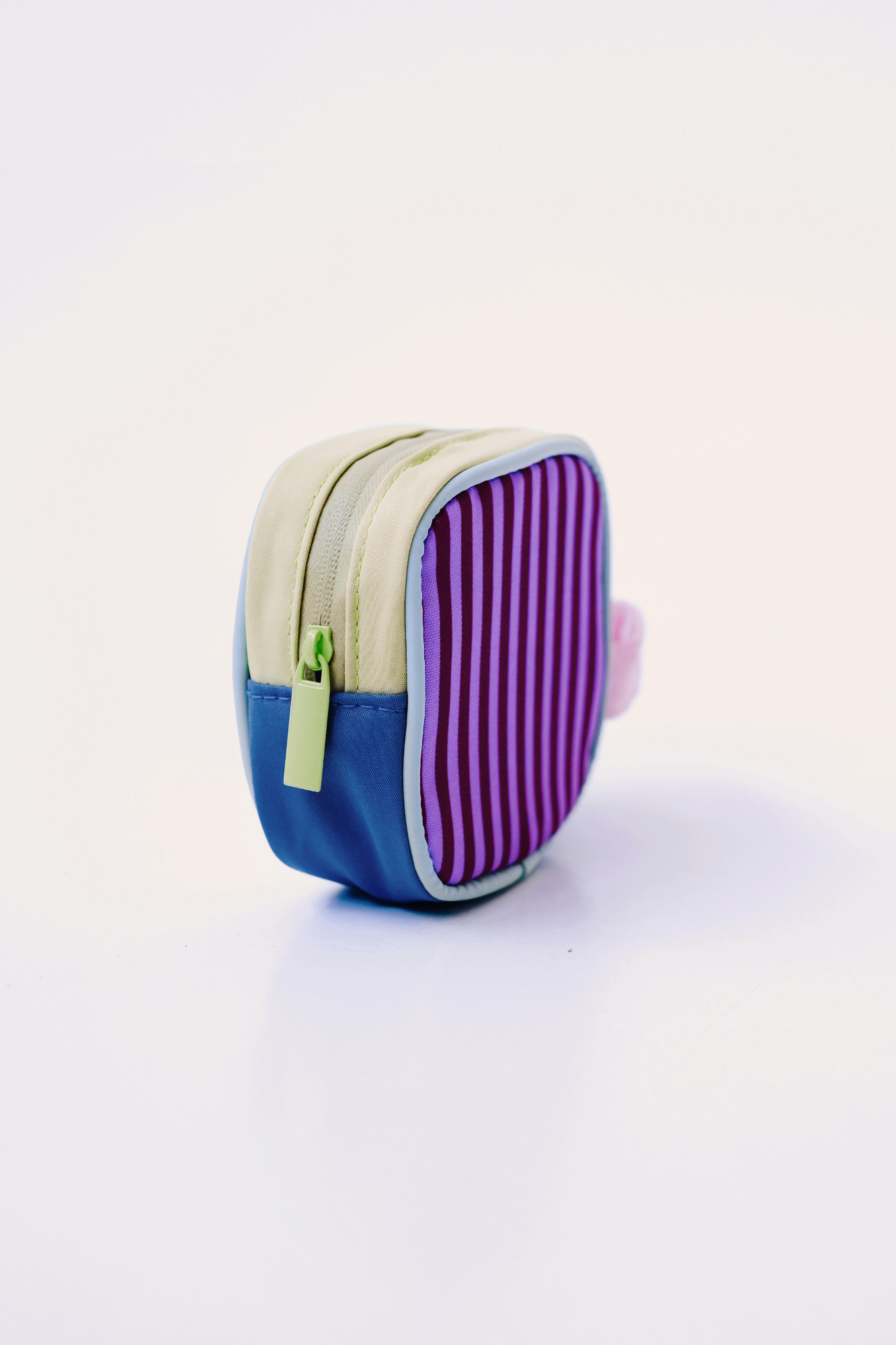 Personalisable Plum Stripe Block Pouch