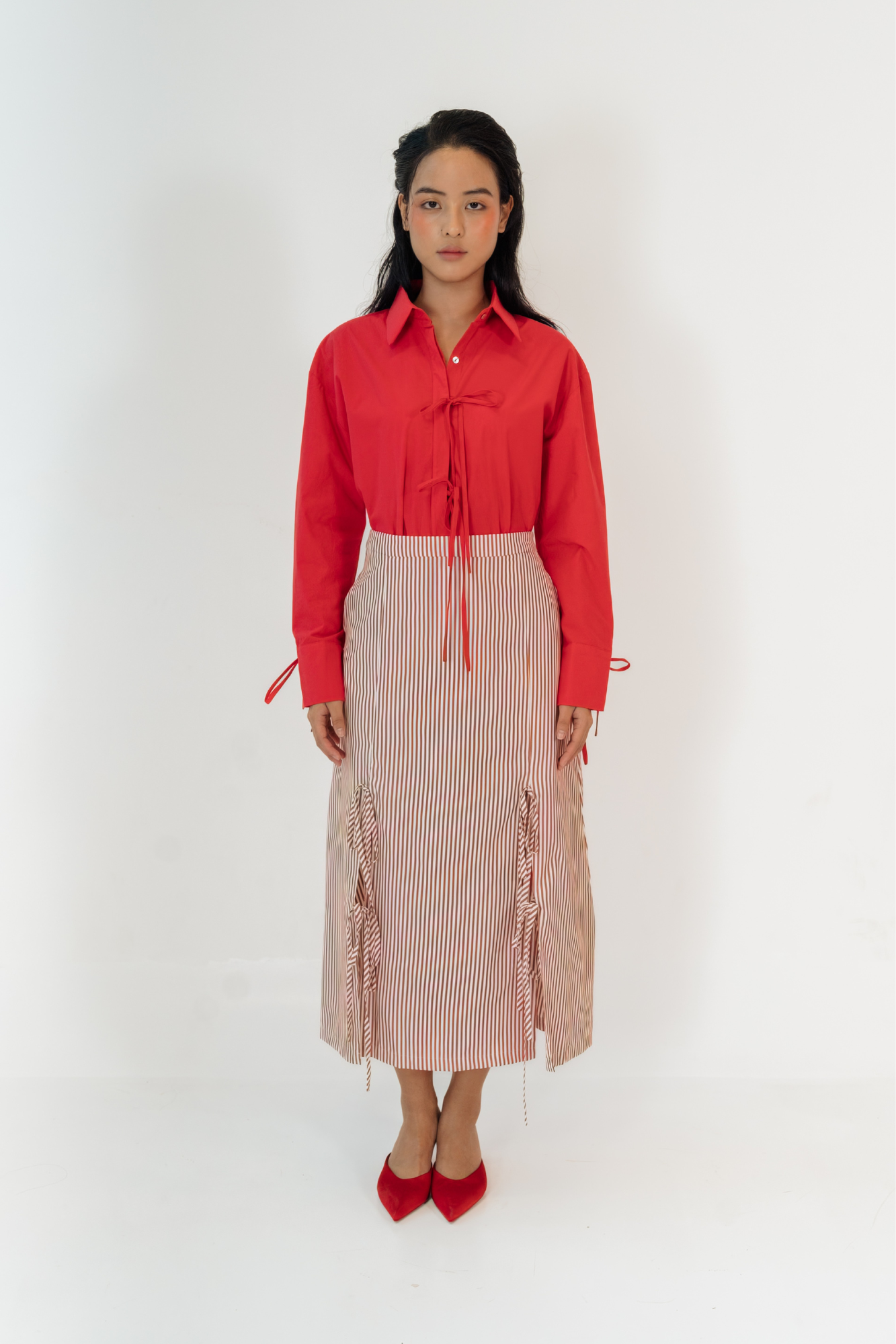 Ruby Stripe Skirt With Ties