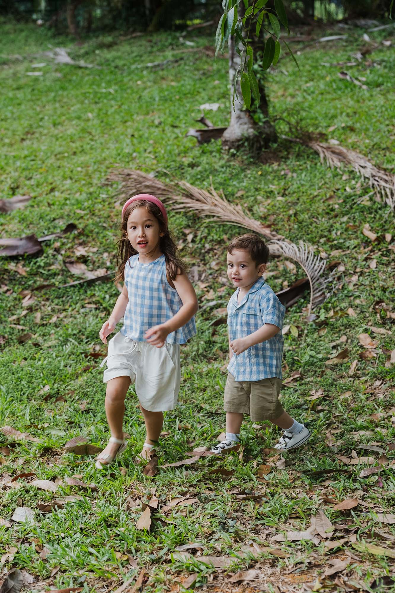 Blue Check Boxy Tank & Shorts Set