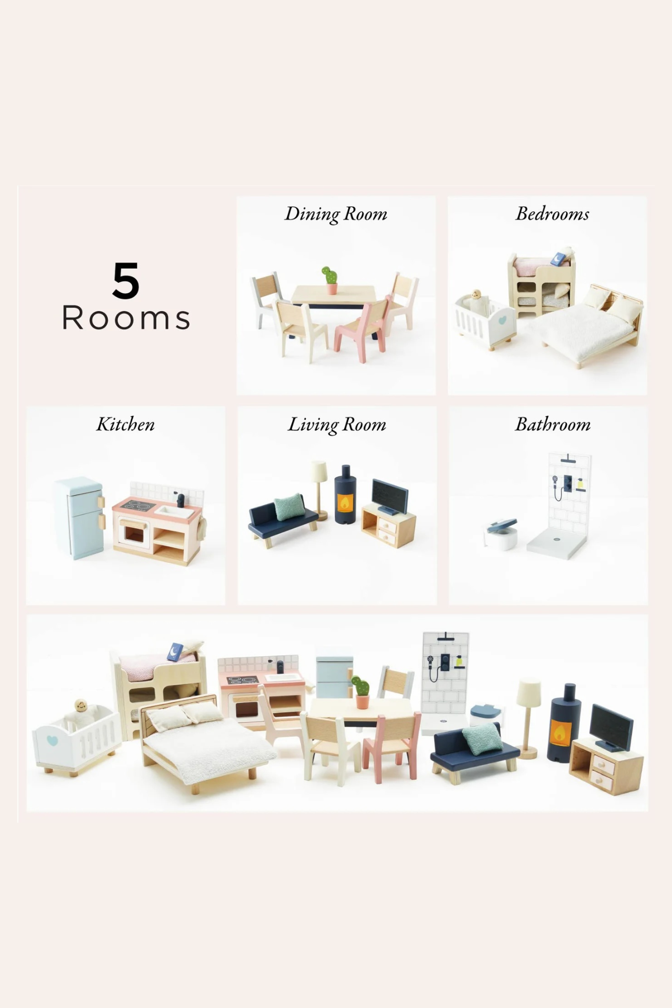 Le Toy Van Complete Dolls House Furniture Set - 35 pieces