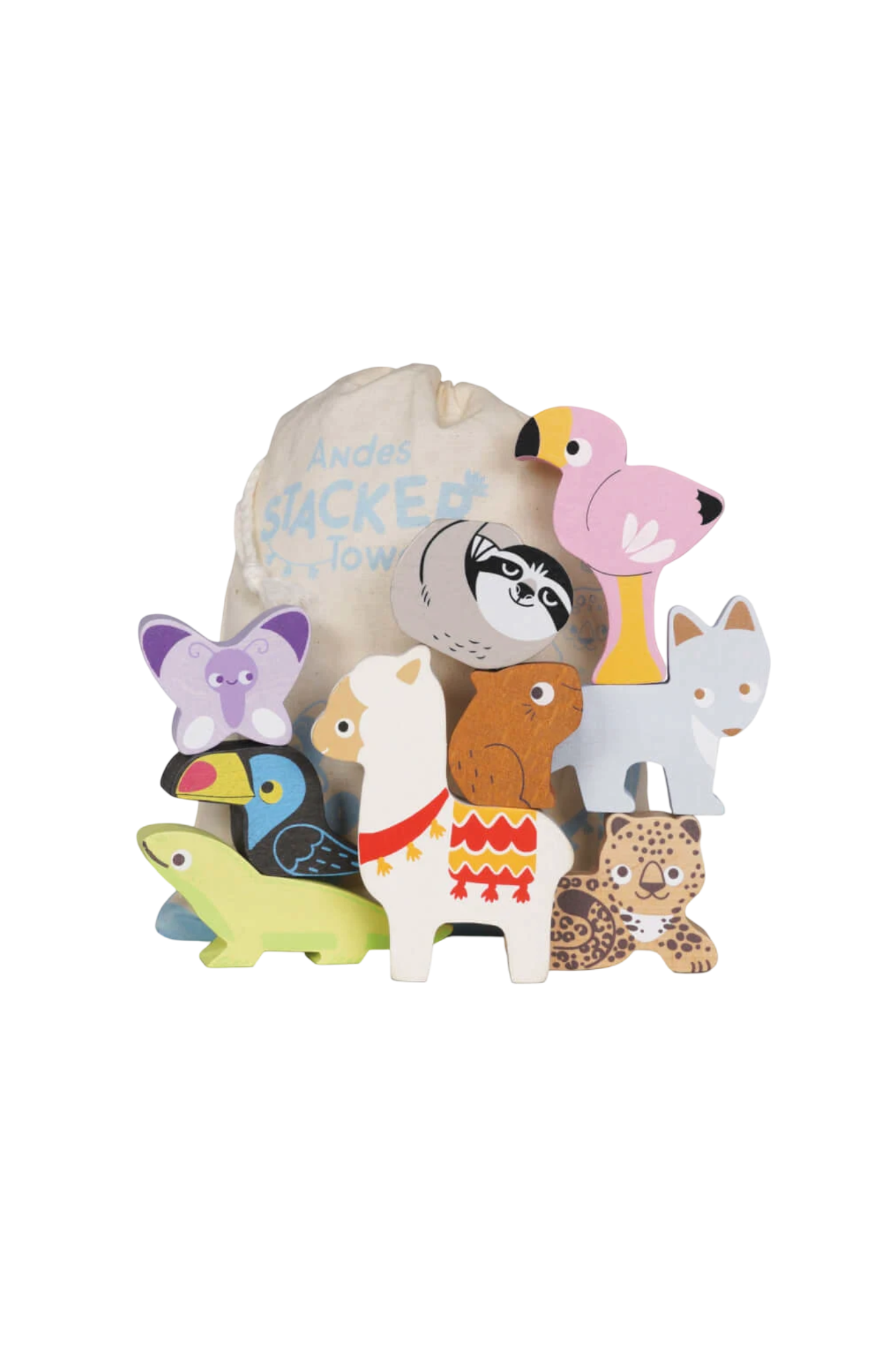 Le Toy Van Wooden Stacking Animals & Bag - Andes