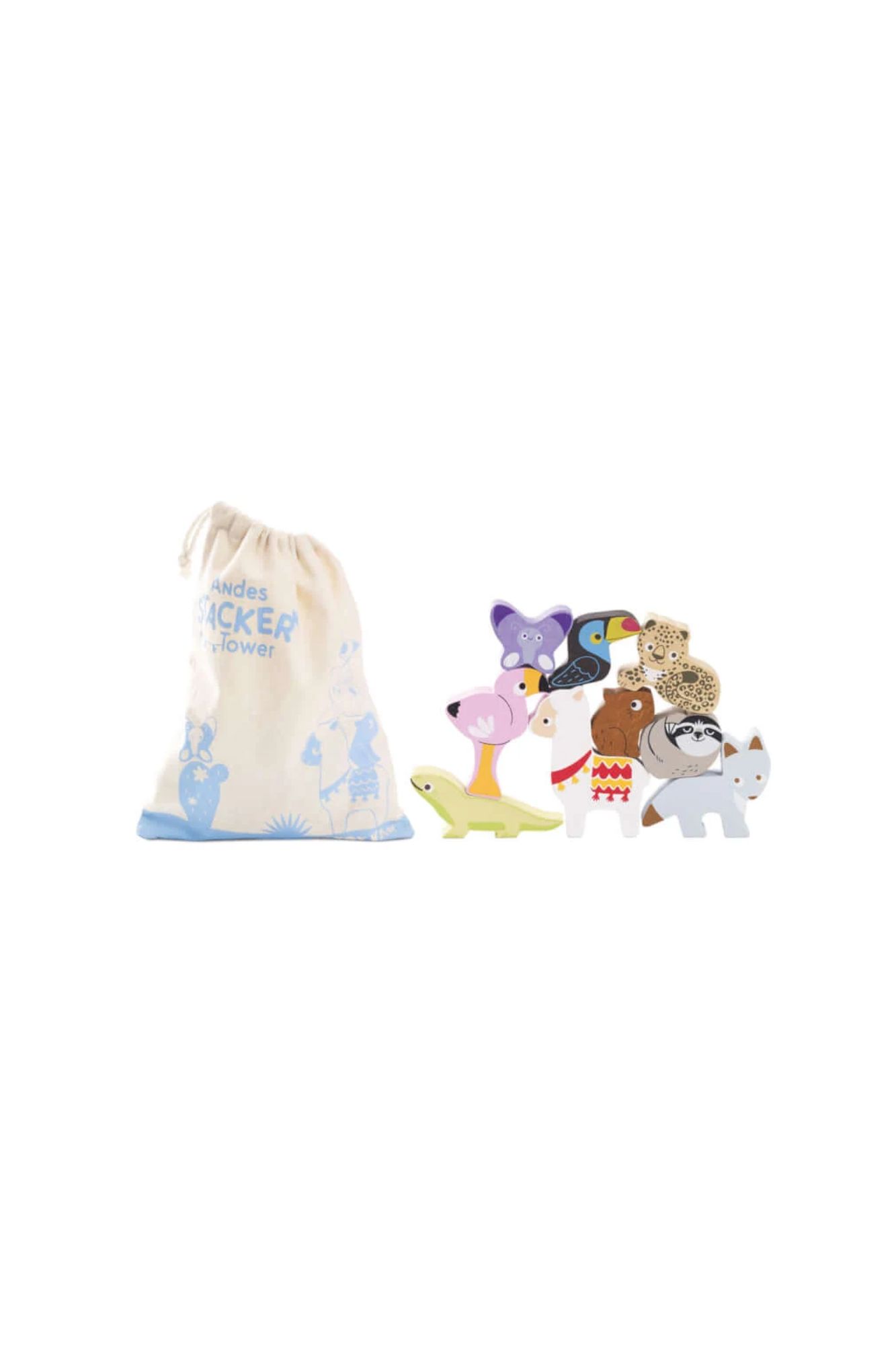 Le Toy Van Wooden Stacking Animals & Bag - Andes