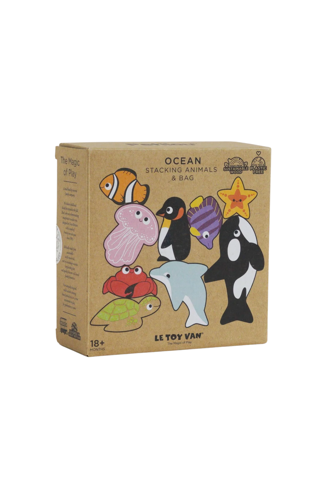Le Toy Van Wooden Stacking Animals & Bag - Ocean Life