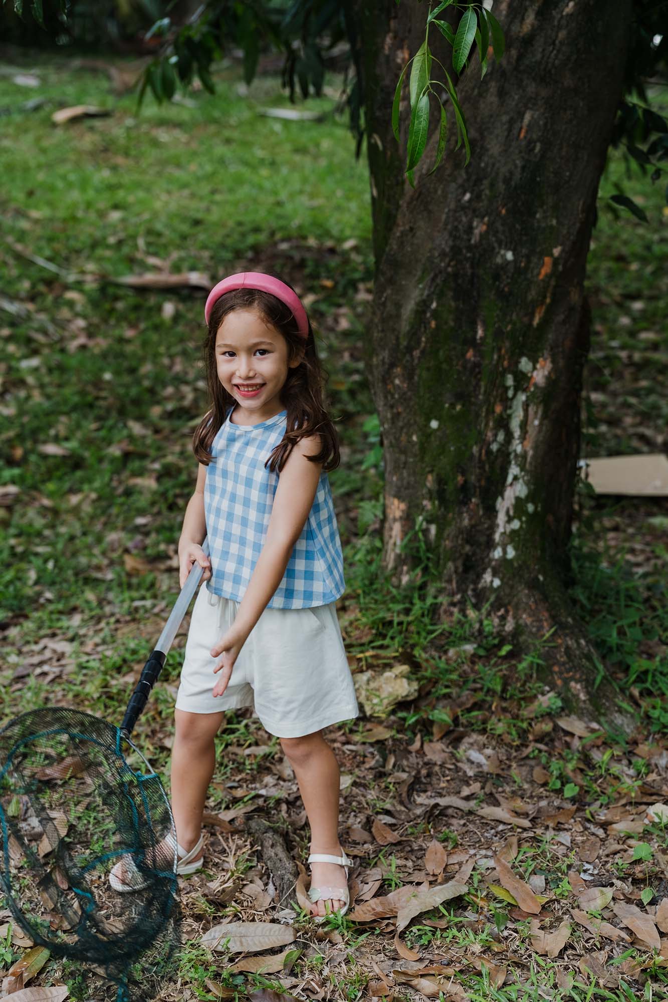 Blue Check Boxy Tank & Shorts Set