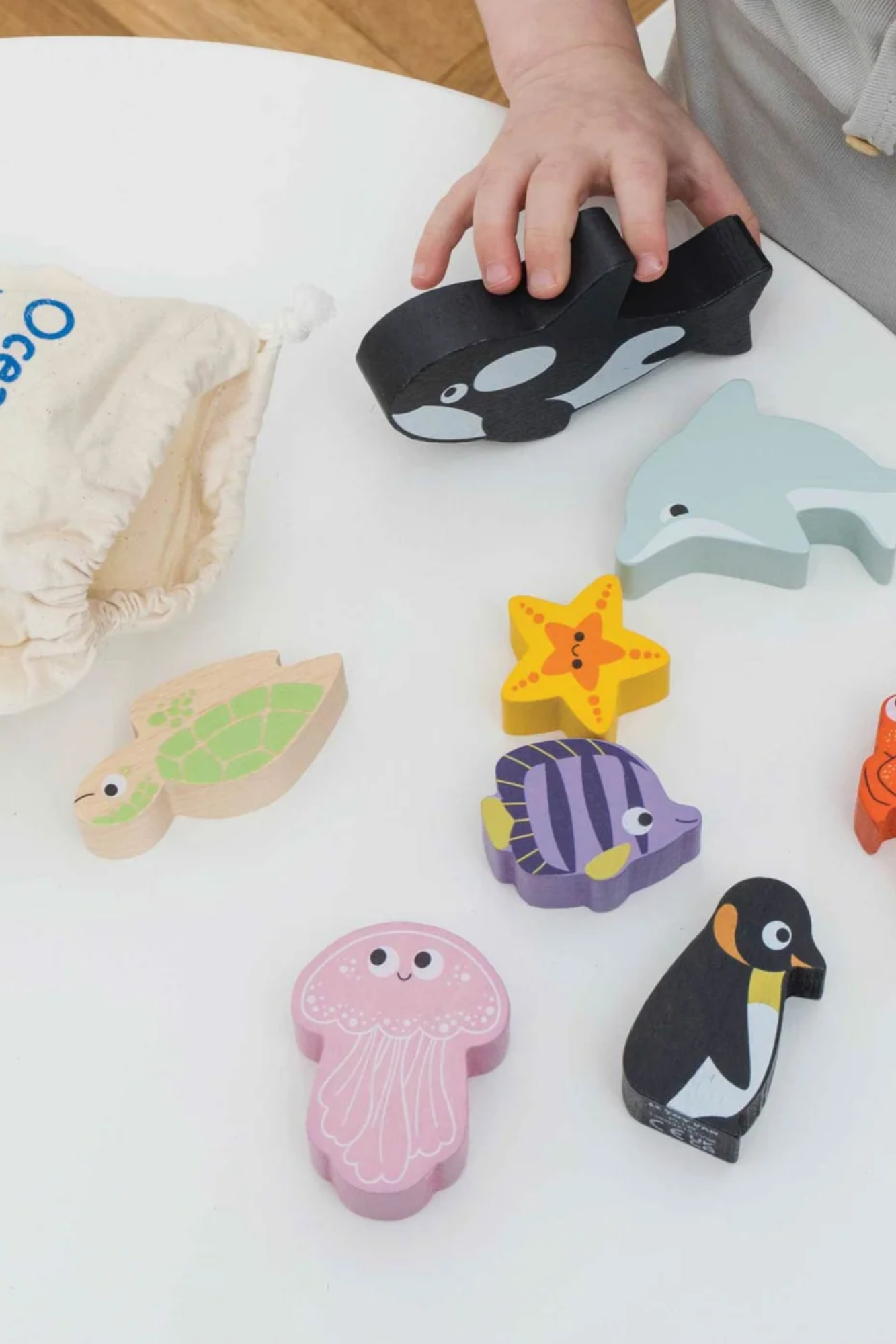Le Toy Van Wooden Stacking Animals & Bag - Ocean Life