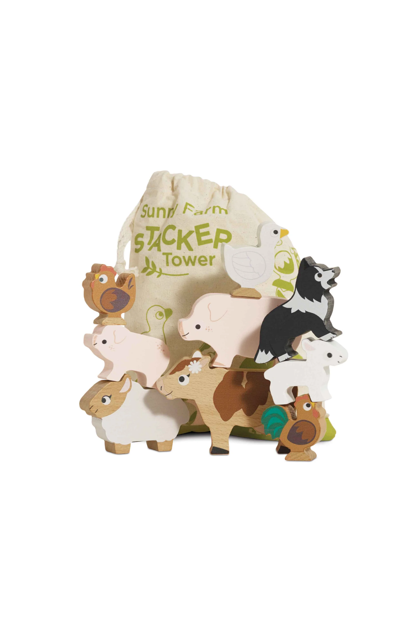 Le Toy Van Wooden Stacking Animals & Bag - Farmyard
