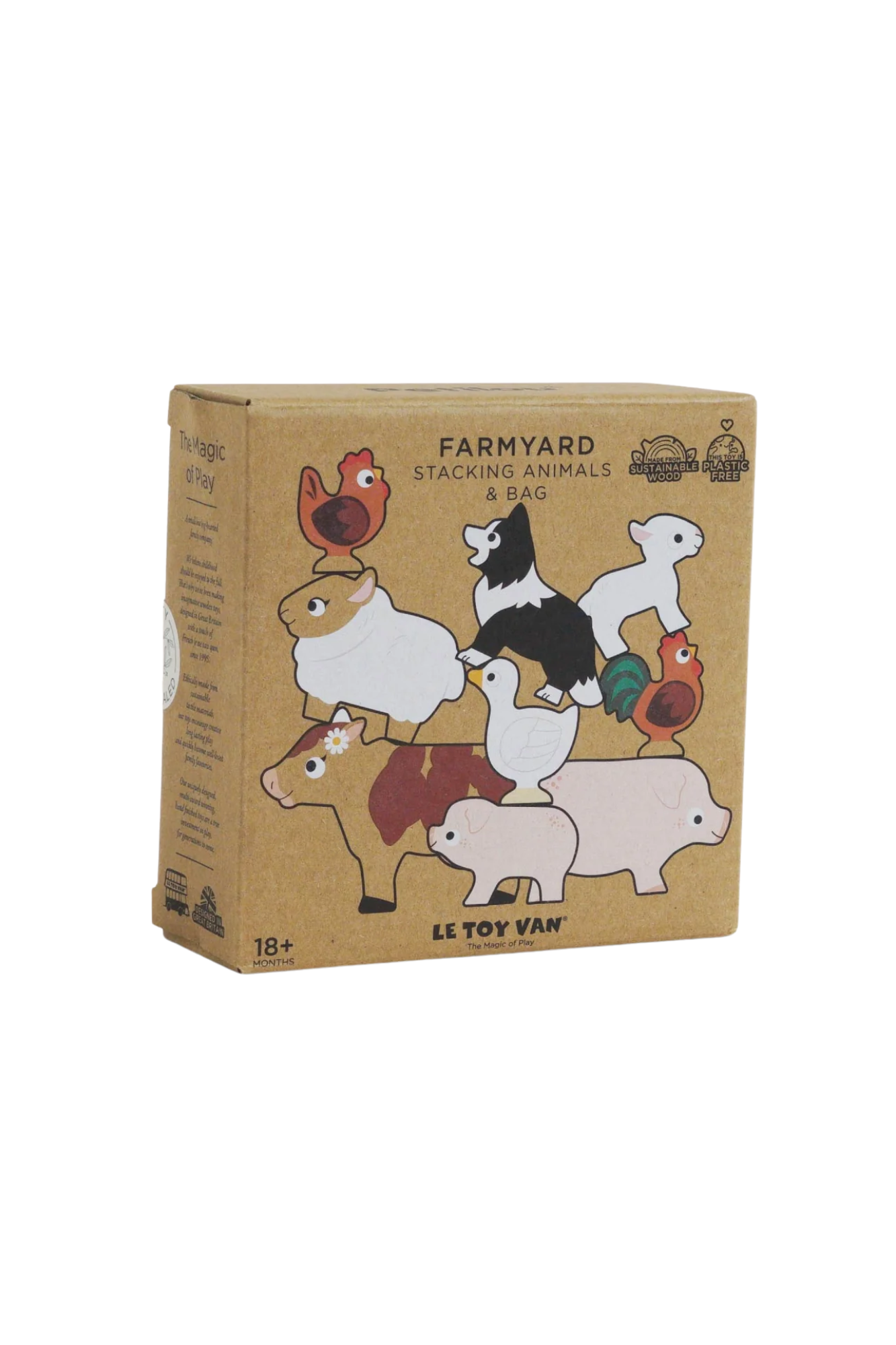 Le Toy Van Wooden Stacking Animals & Bag - Farmyard