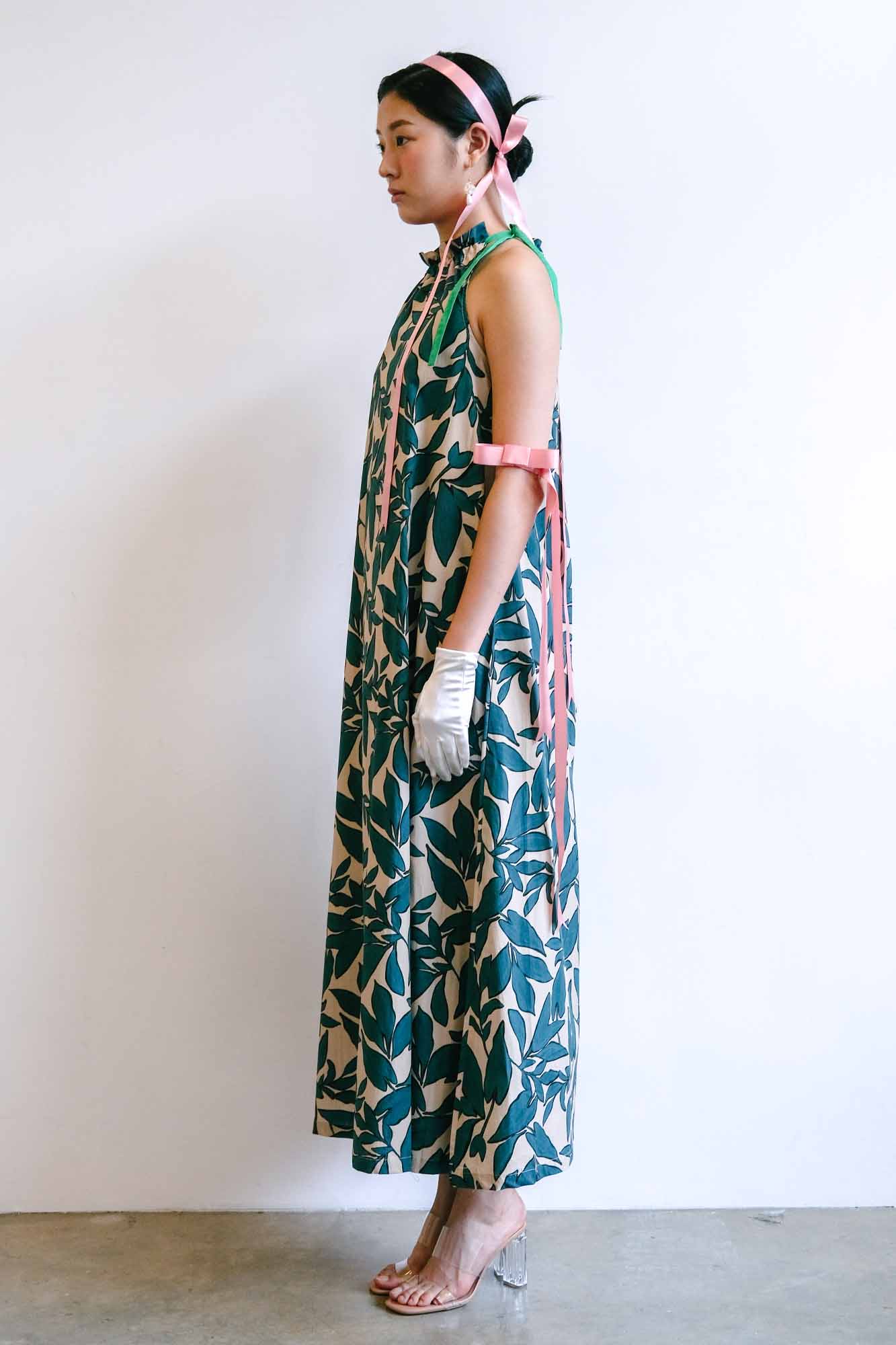 Banana Palm Halter Maxi Dress