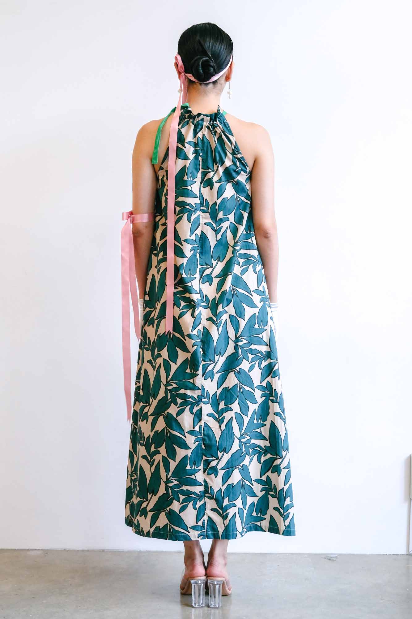 Banana Palm Halter Maxi Dress
