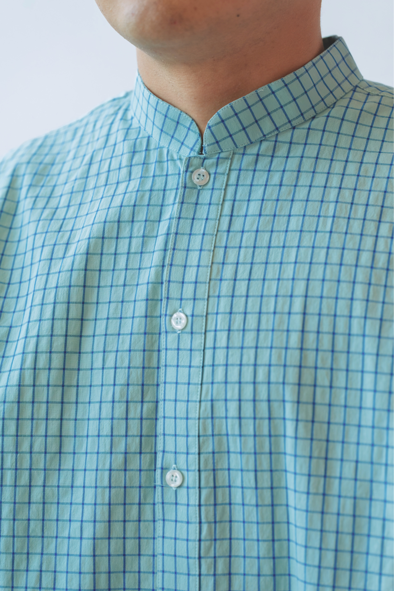 Slate Check Mens Mandarin Shirt