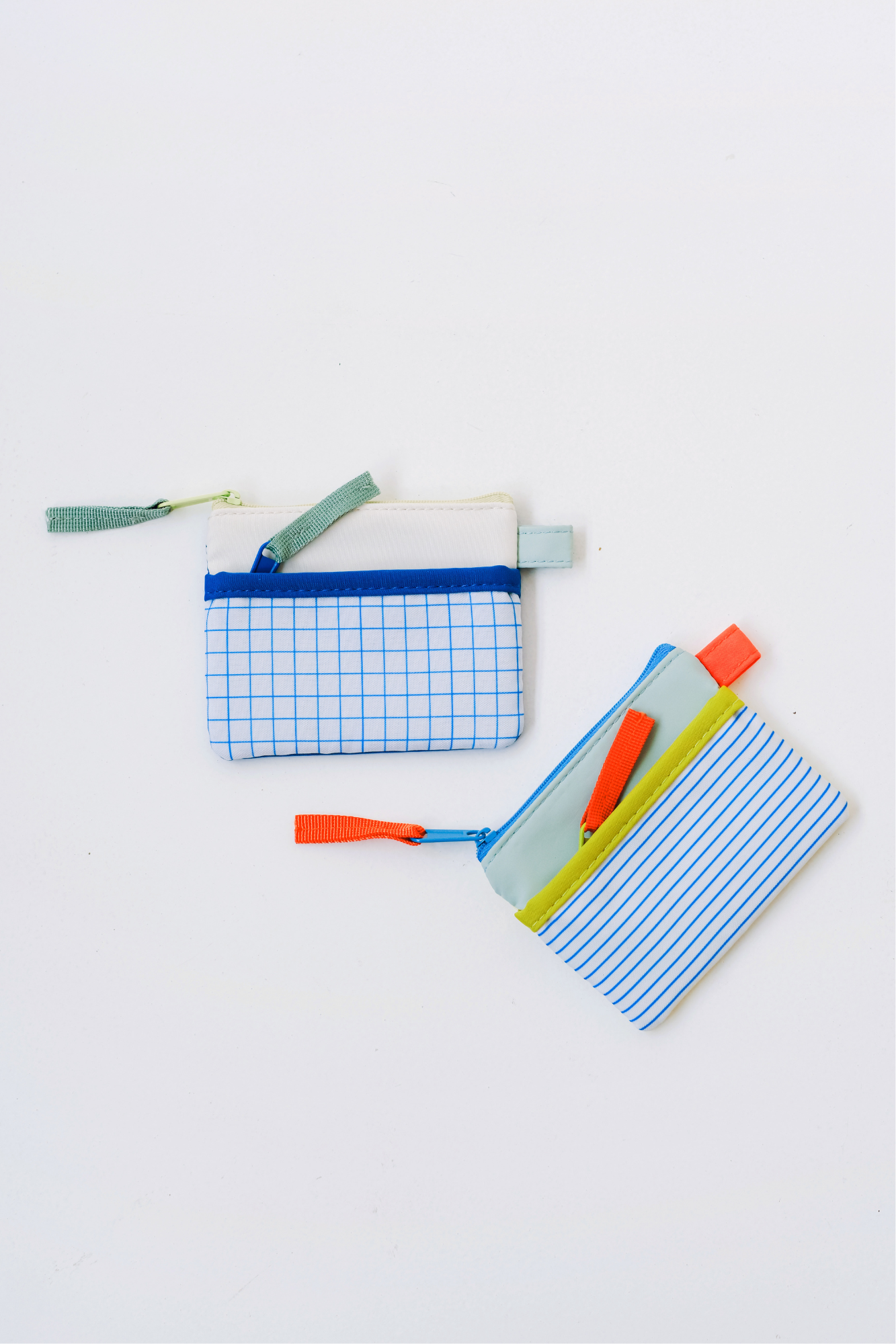 Personalisable Cobalt Grid Flat Pouch
