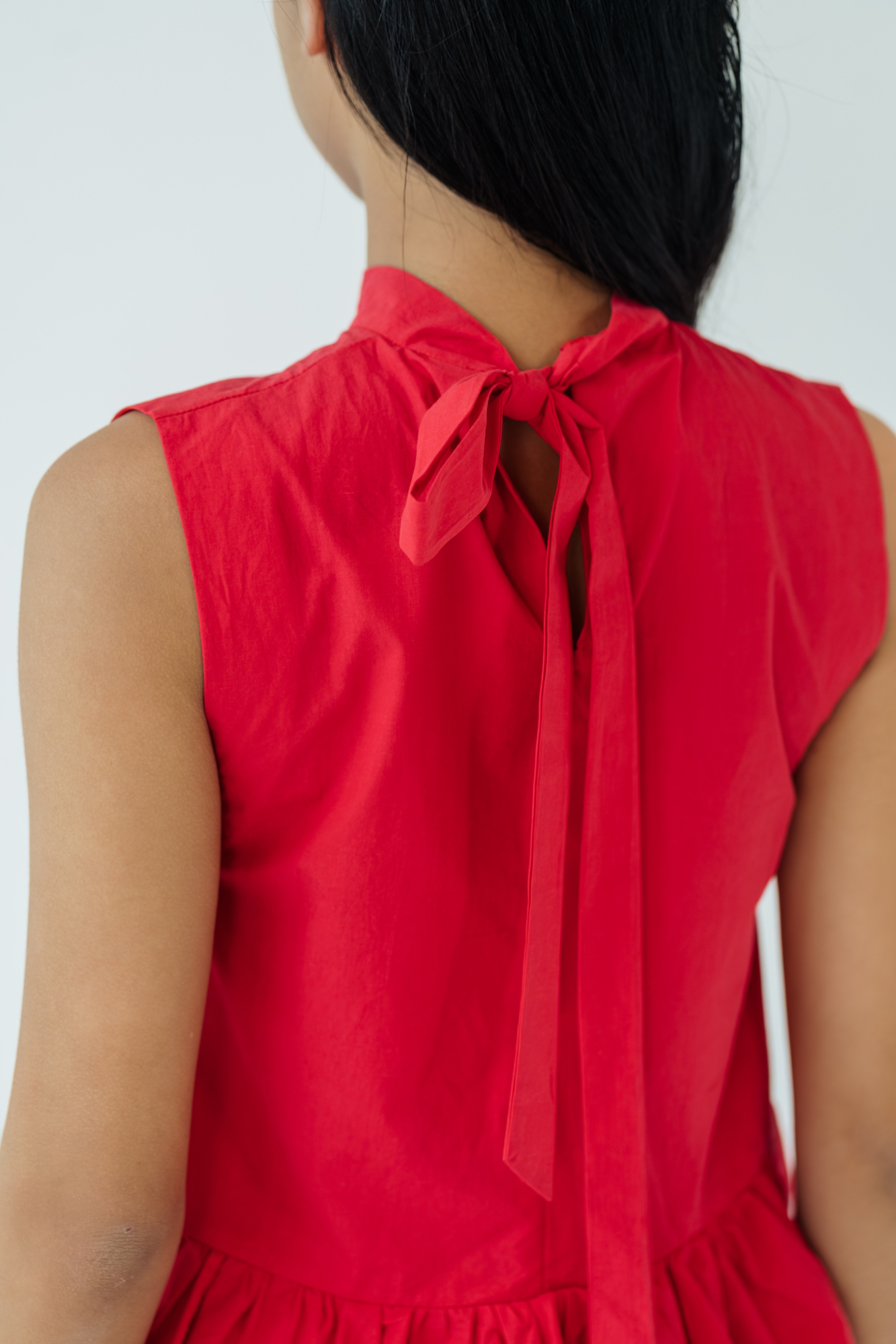 Red Garnet Ruffled Tie Top