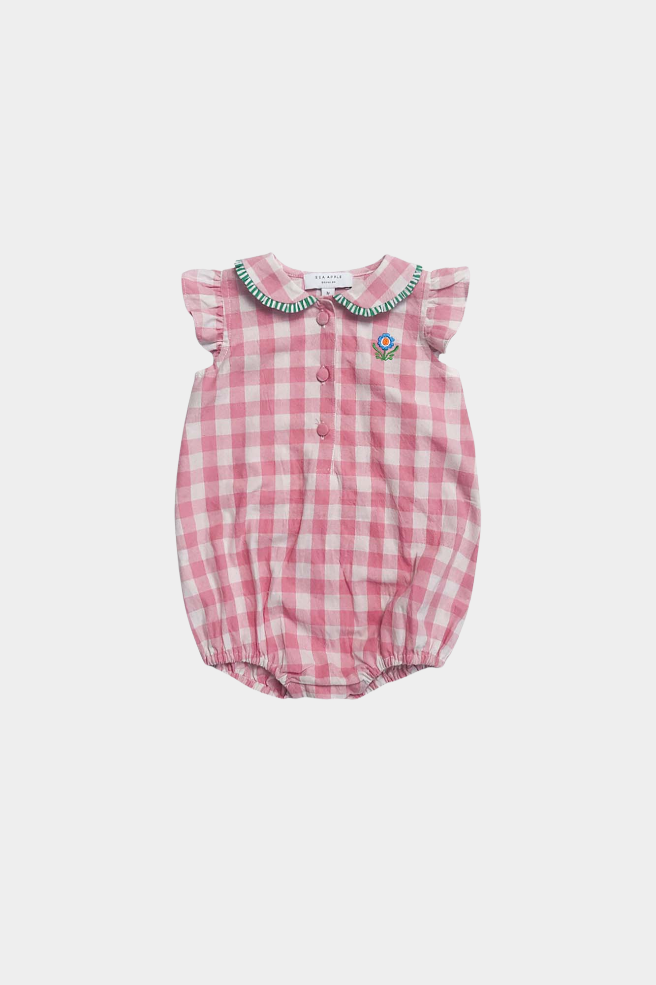 Pink Check Peter Pan Playsuit