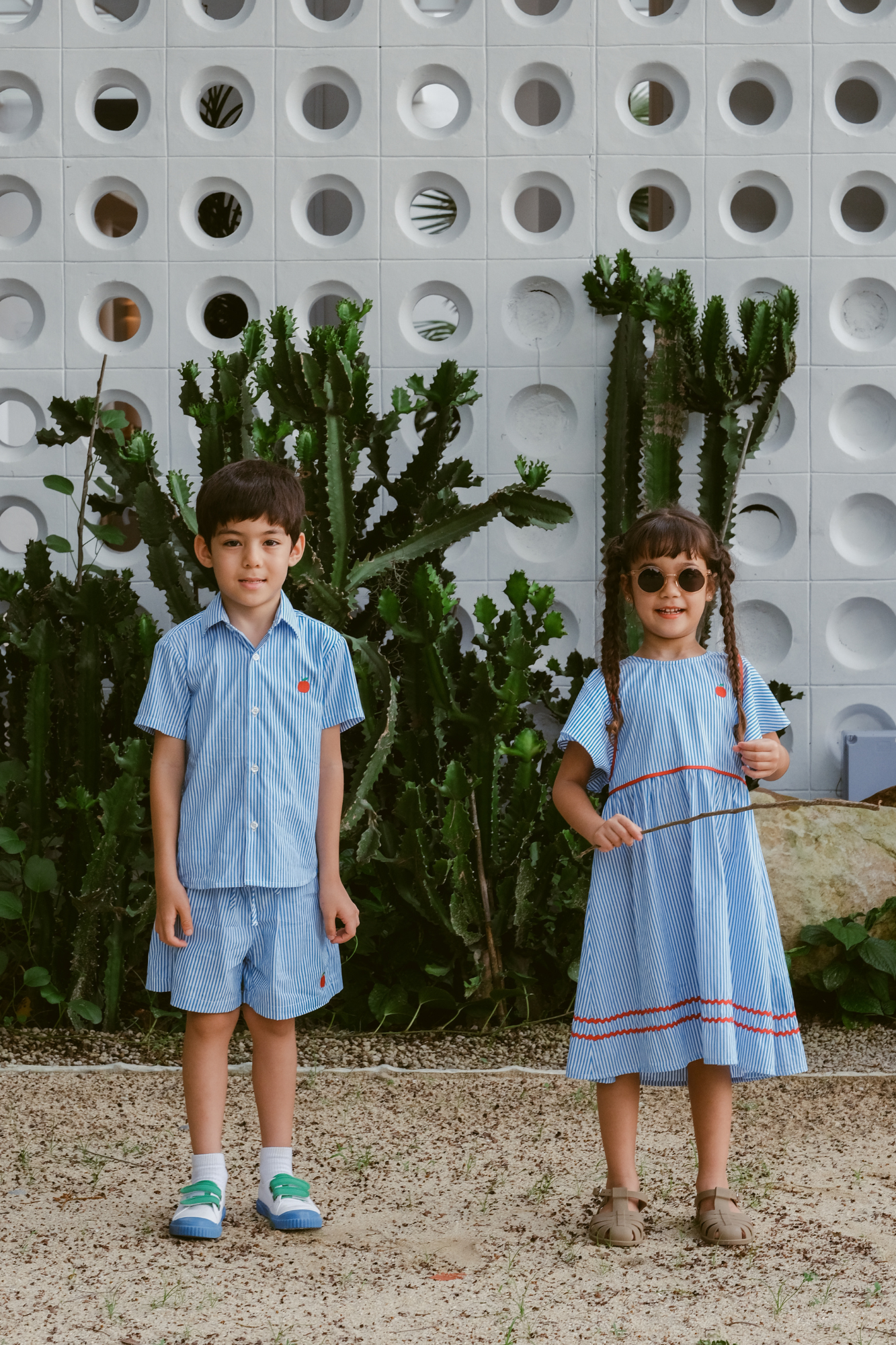 Blue Stripe Apple Molly Dress