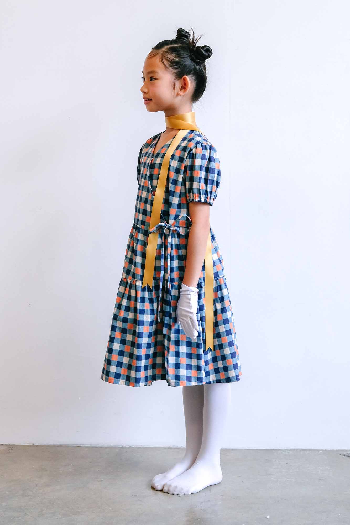 Papaya Check Anna Wrap Dress