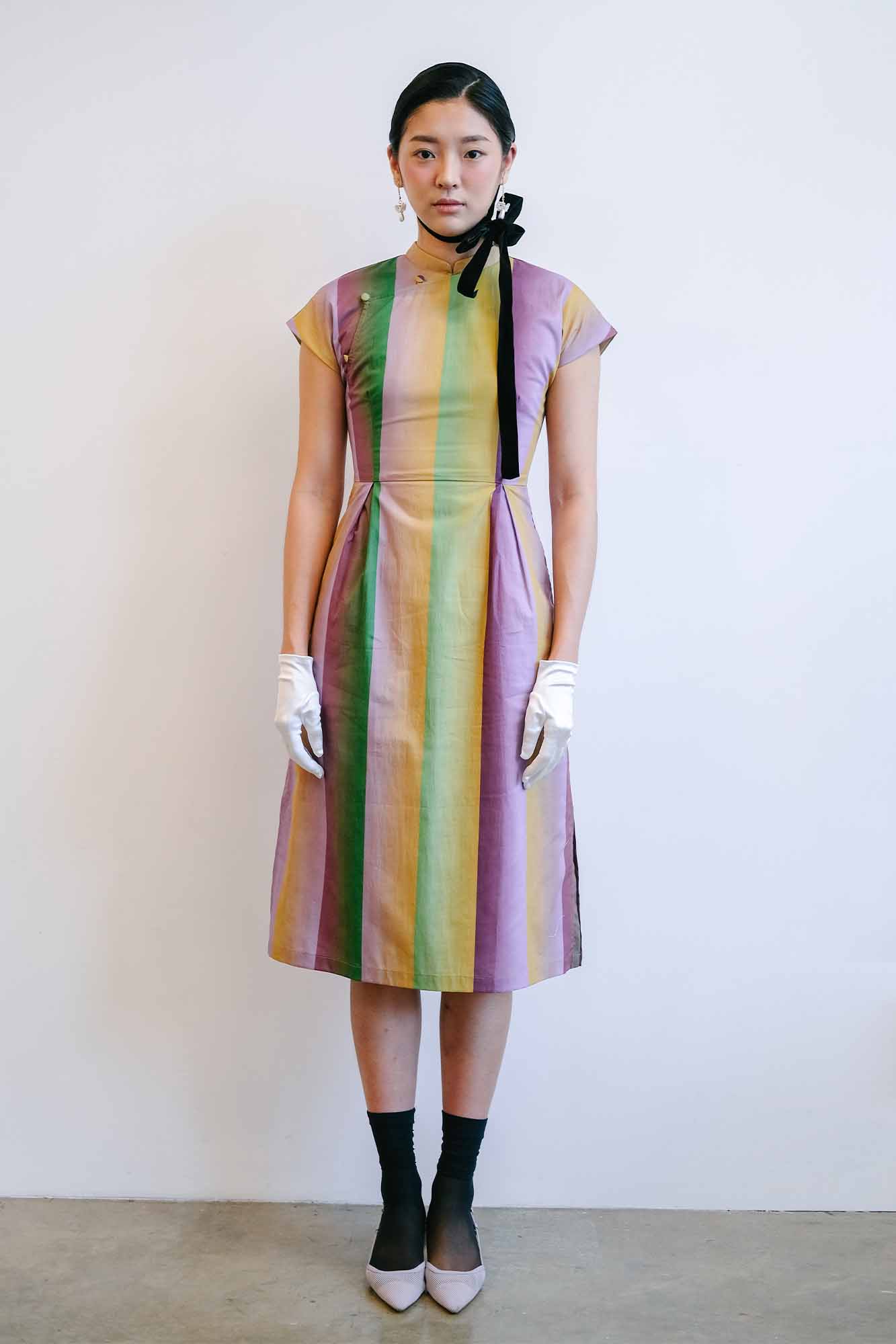 Mangosteen Striped Cheongsam
