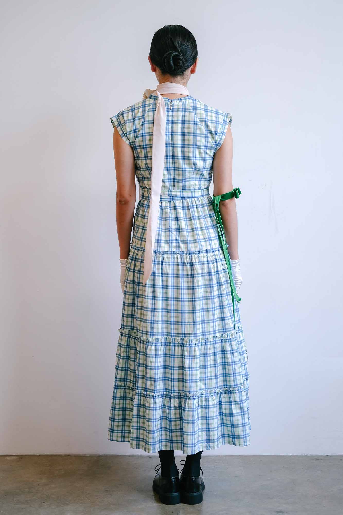 Kueh Salat Check Tiered Maxi Dress