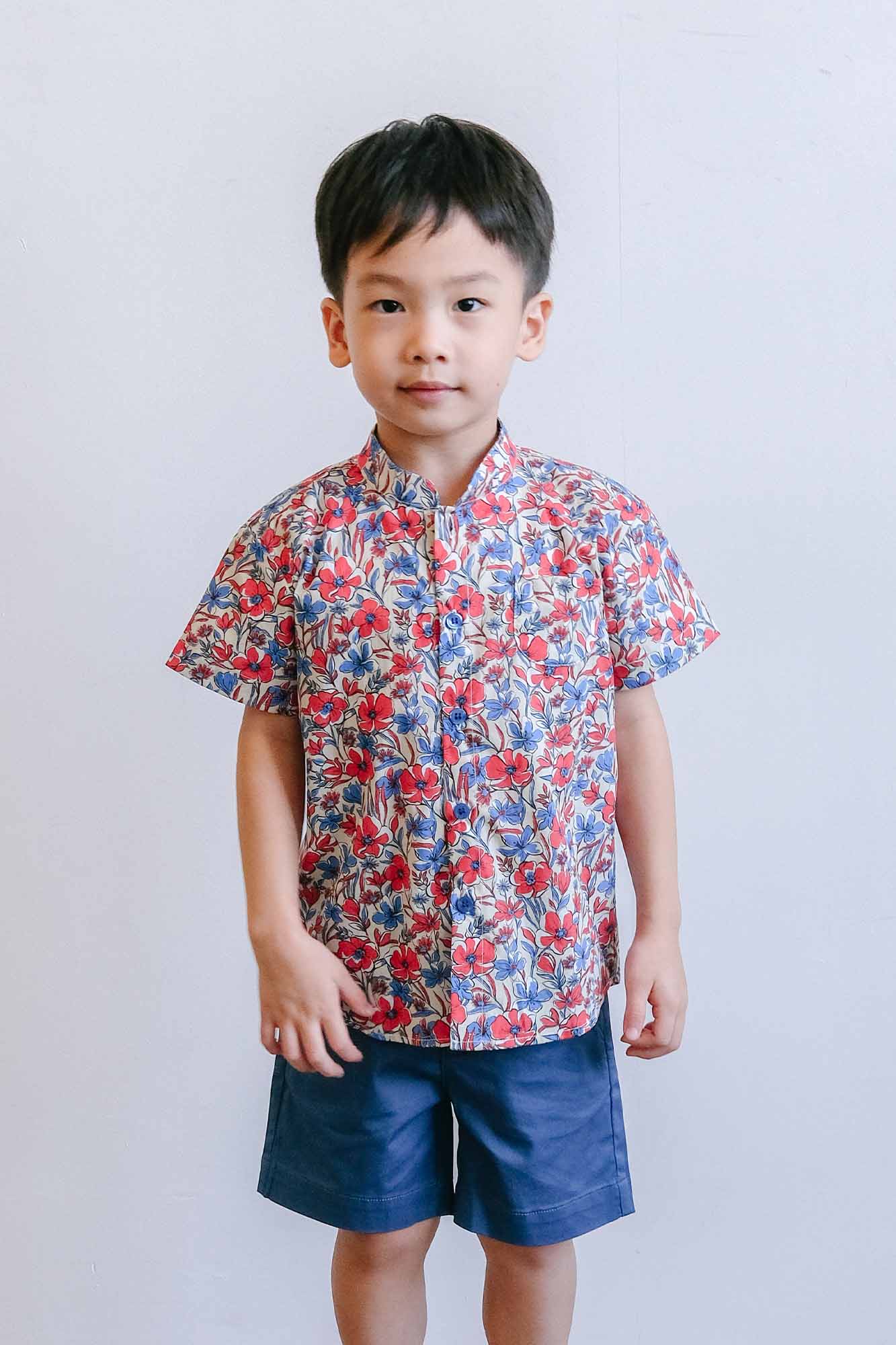 Periwinkle Patch Mandarin Shirt