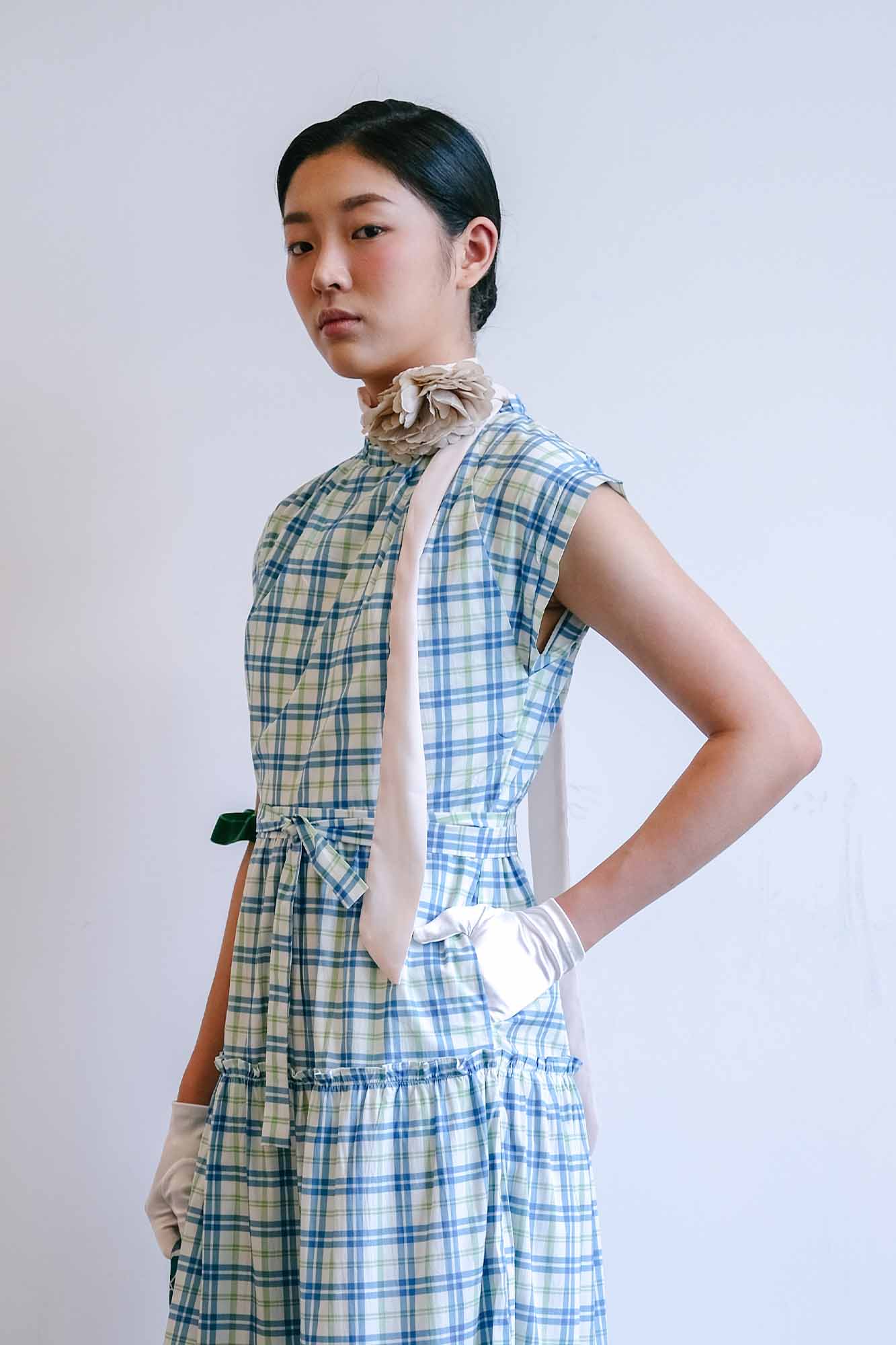 Kueh Salat Check Tiered Maxi Dress
