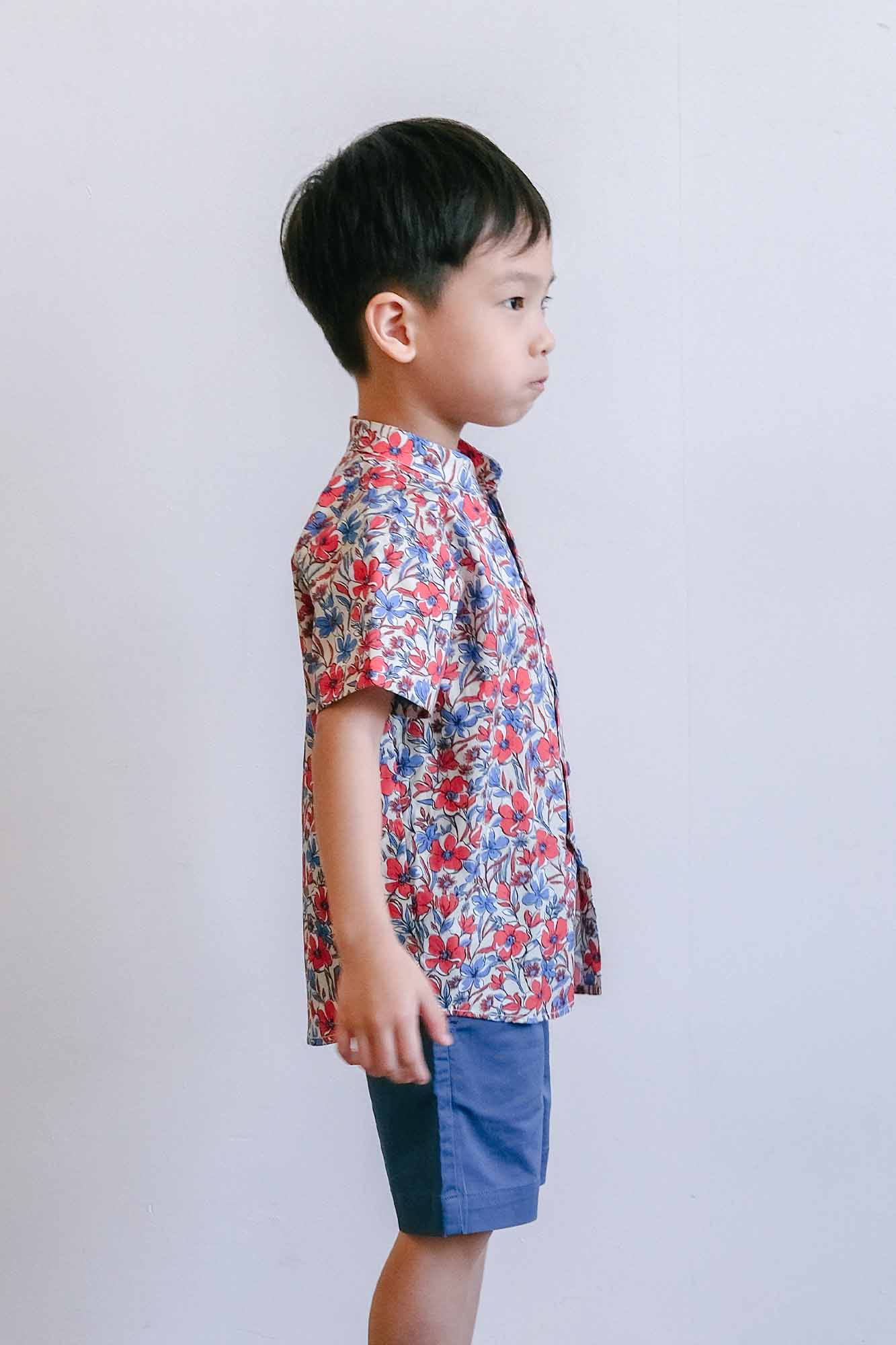 Periwinkle Patch Mandarin Shirt