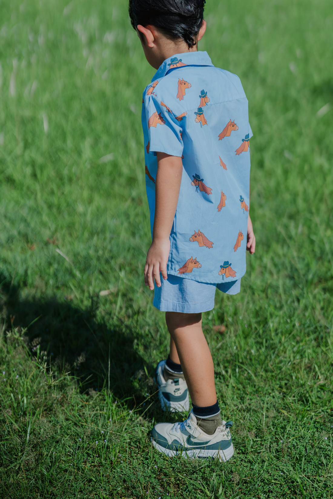 Horse Blue Collared Shirt