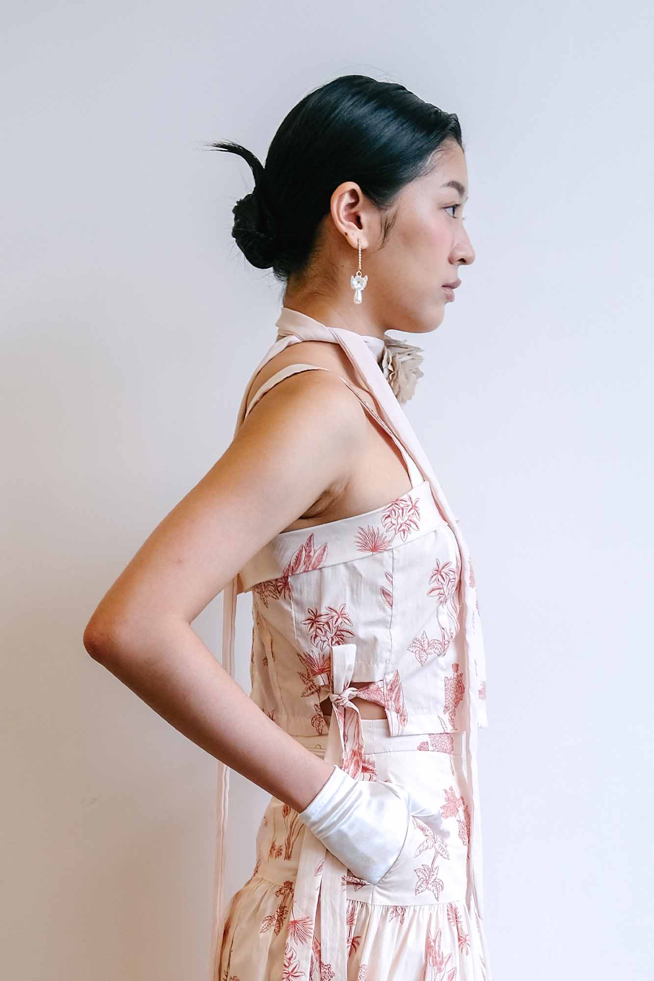 Red Botanical Cropped Top