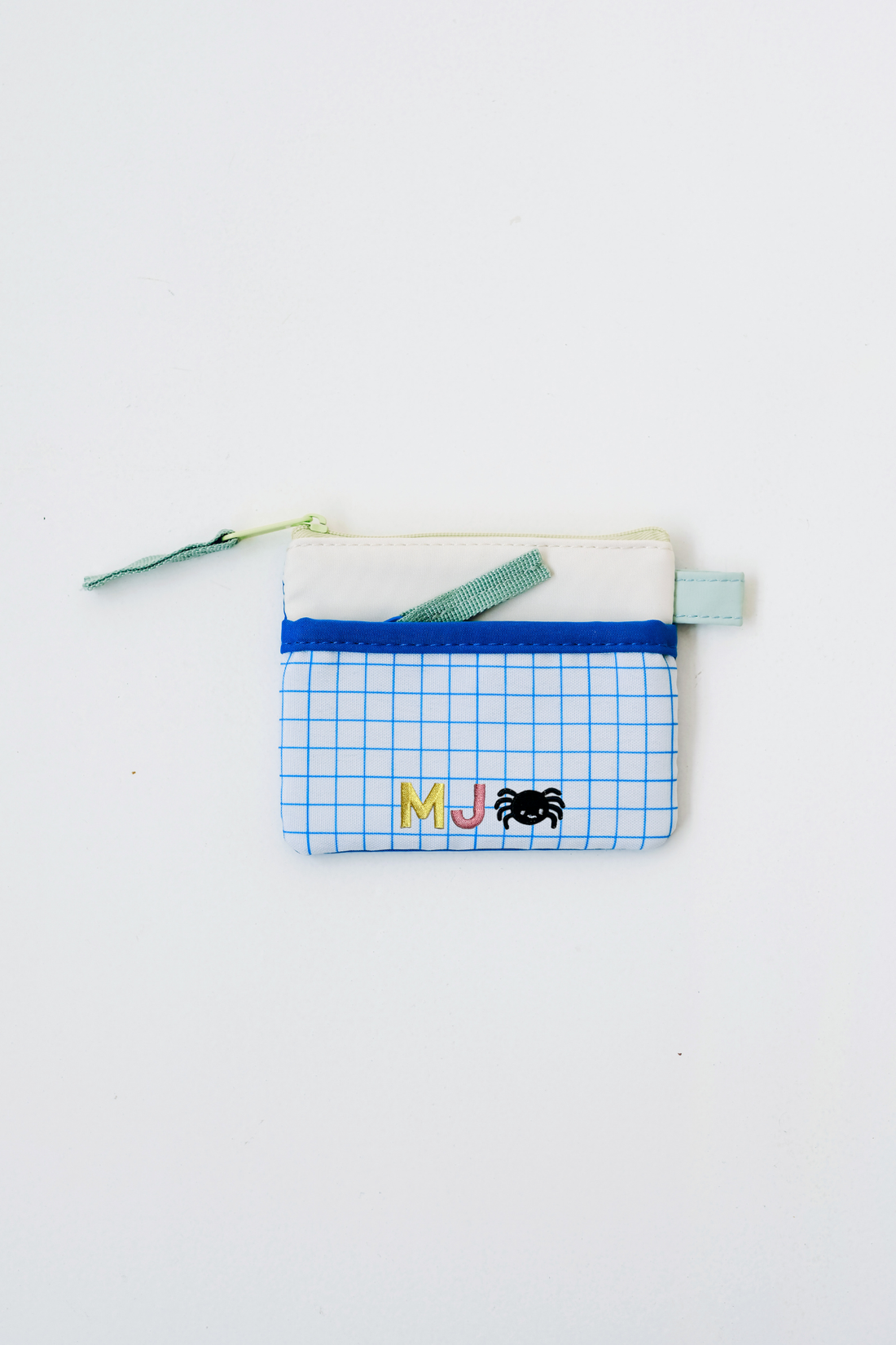 Personalisable Cobalt Grid Flat Pouch
