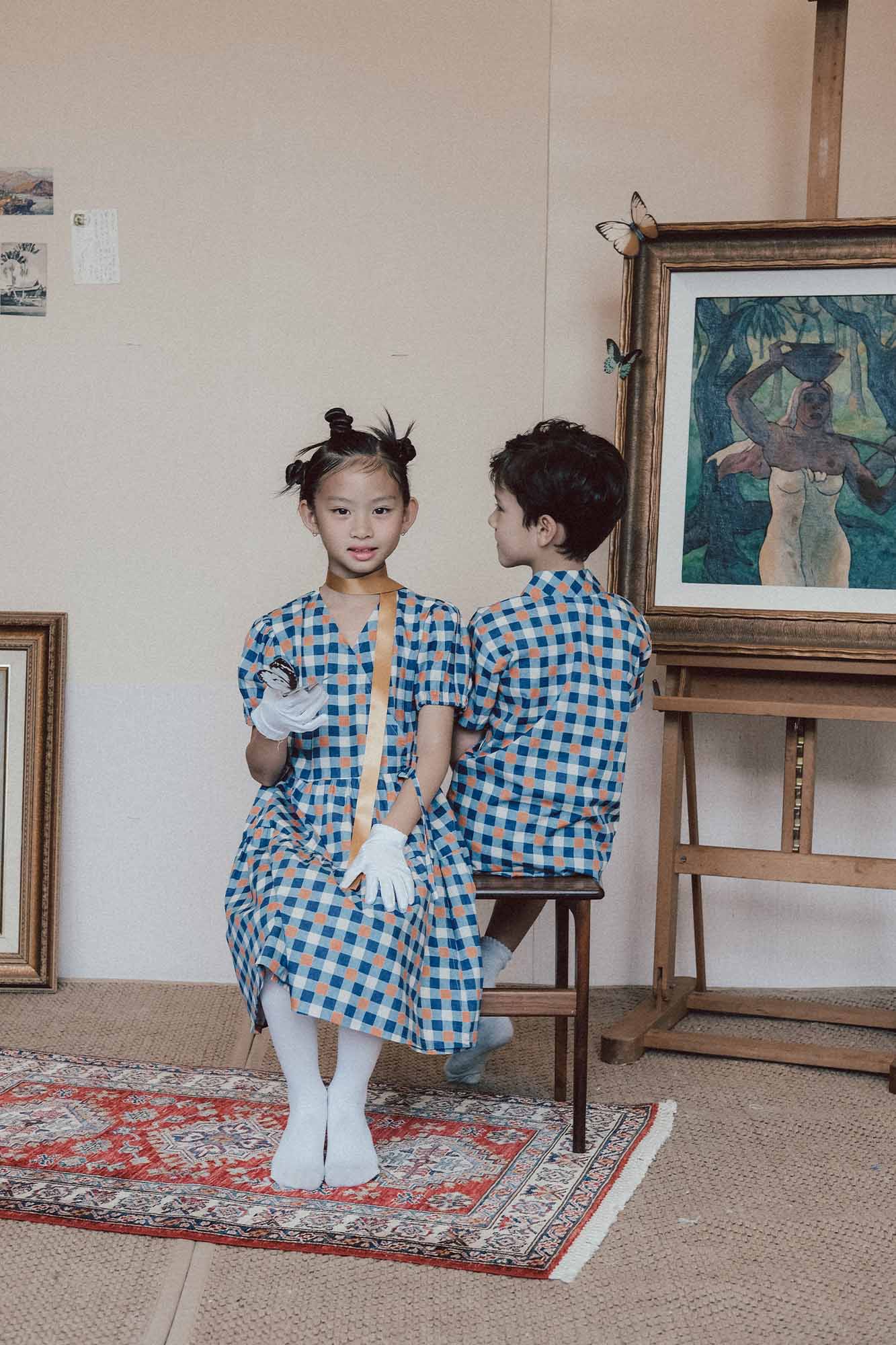 Papaya Check Anna Wrap Dress
