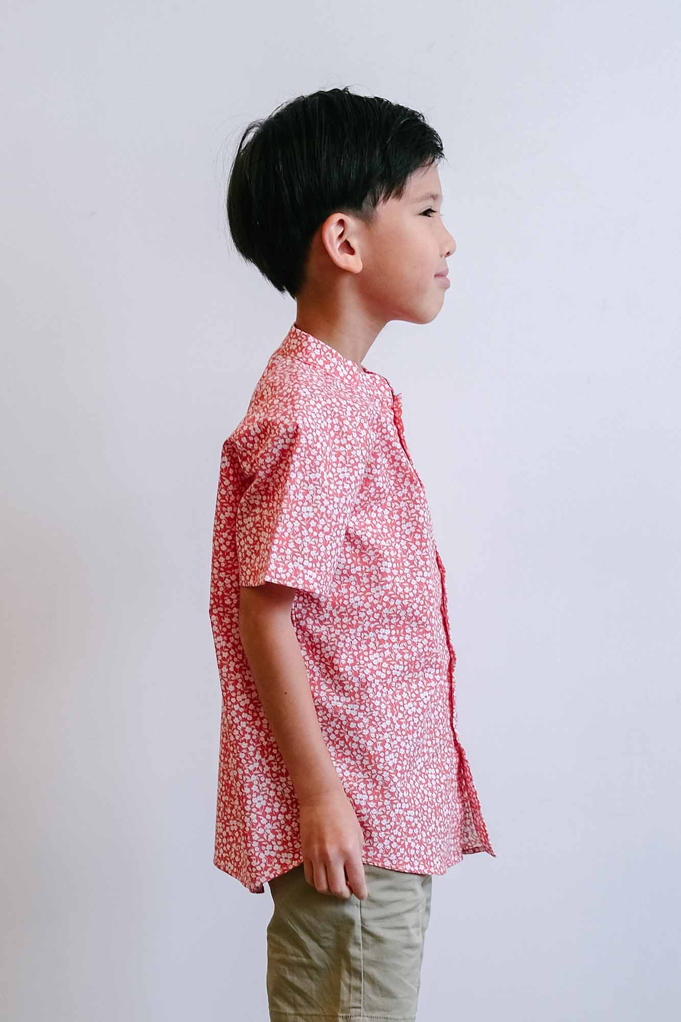 Red Hyacinth Mandarin Shirt