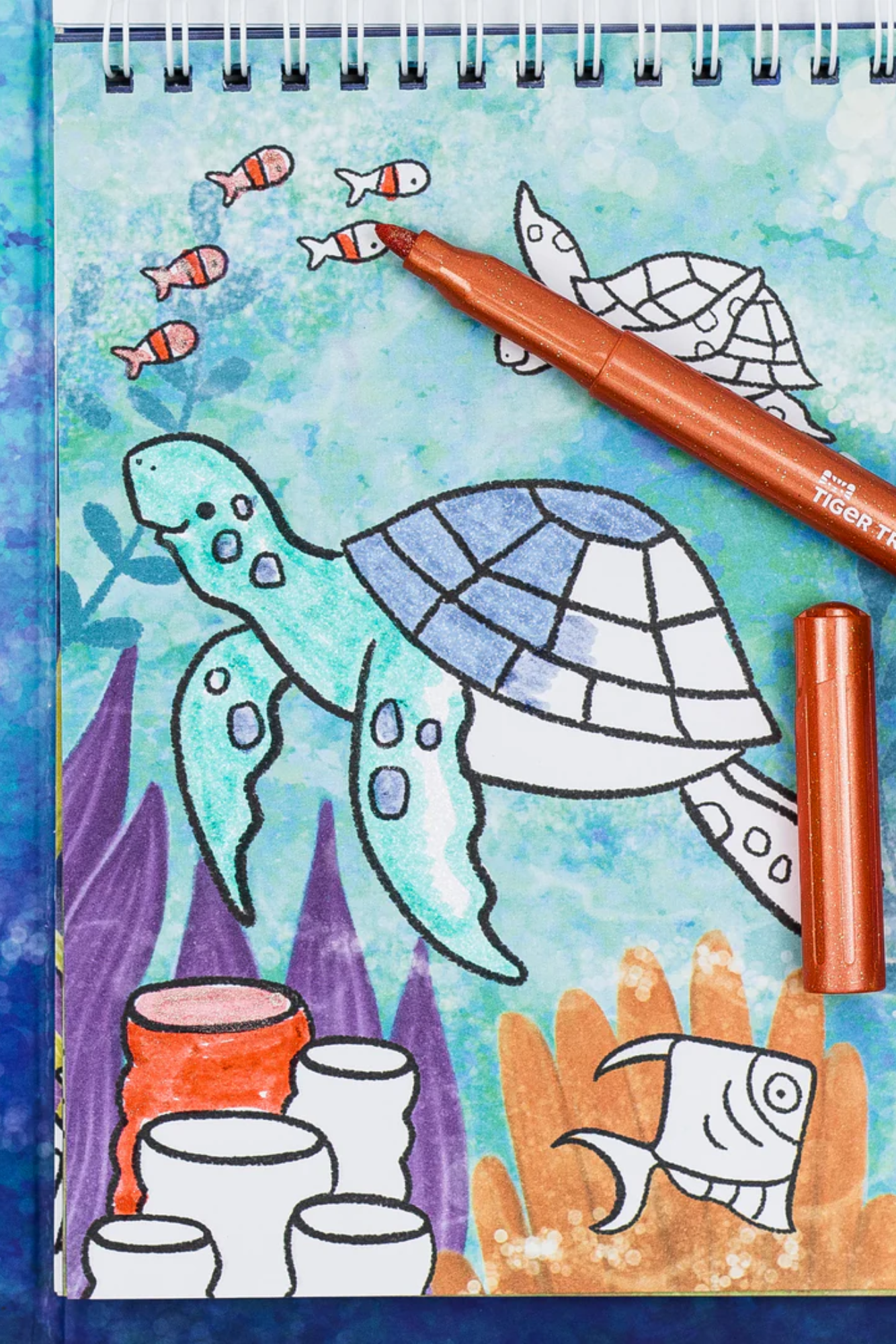 TIGER TRIBE SHIMMER COLOURING SET - SEA LIFE