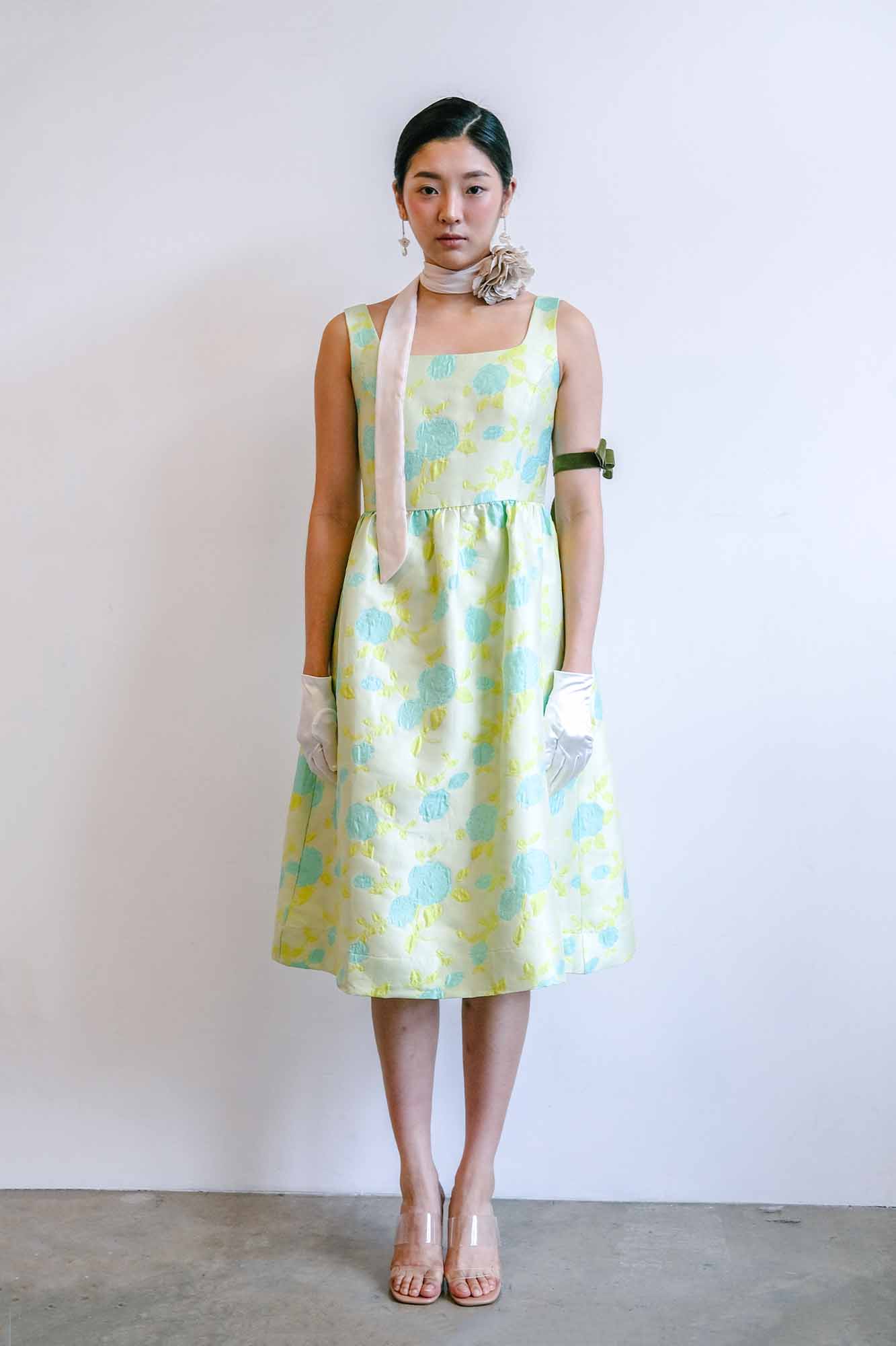 Sunrise Fluor Jacquard Scoop Back Dress