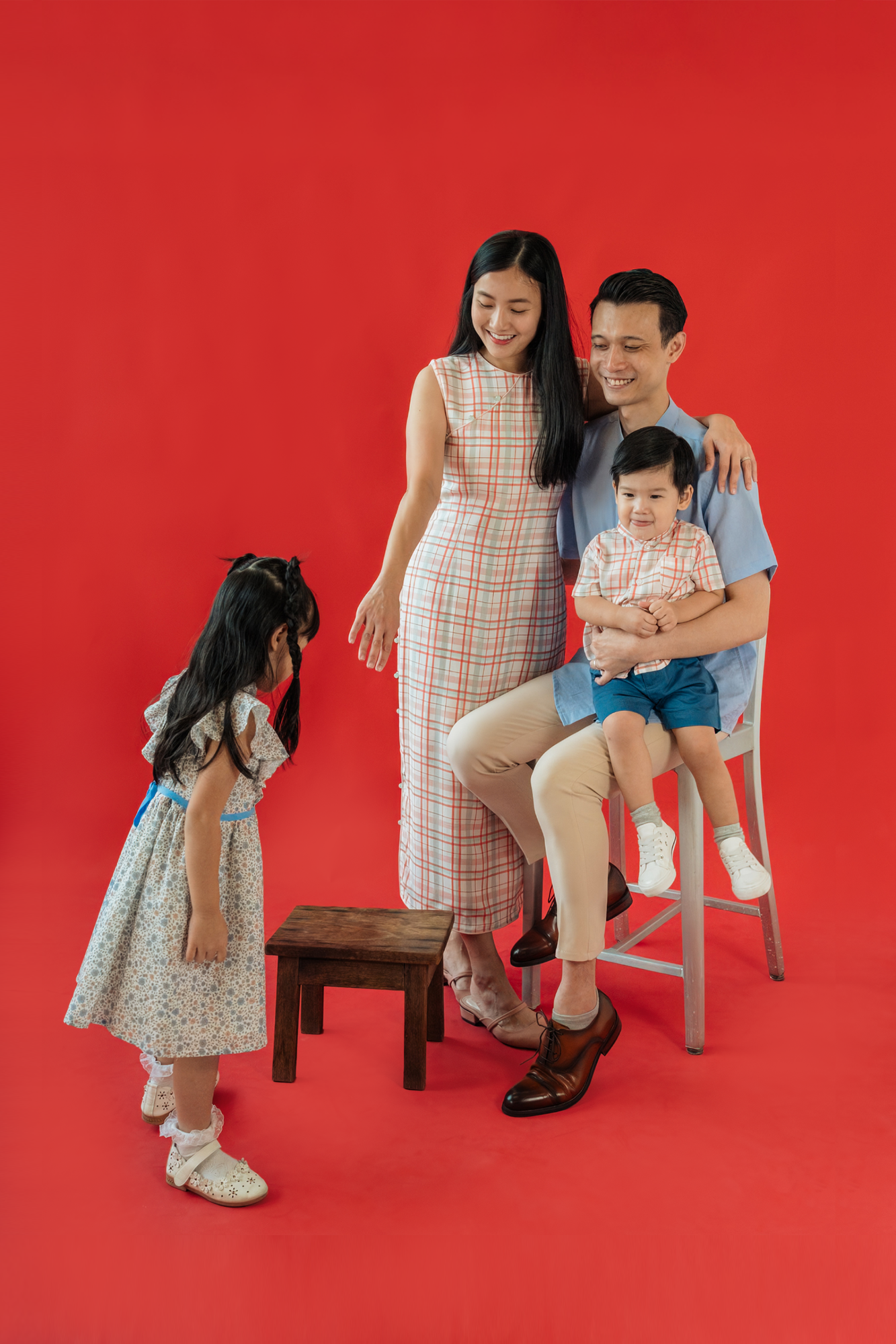 Heather Plaid Sleeveless Cheongsam