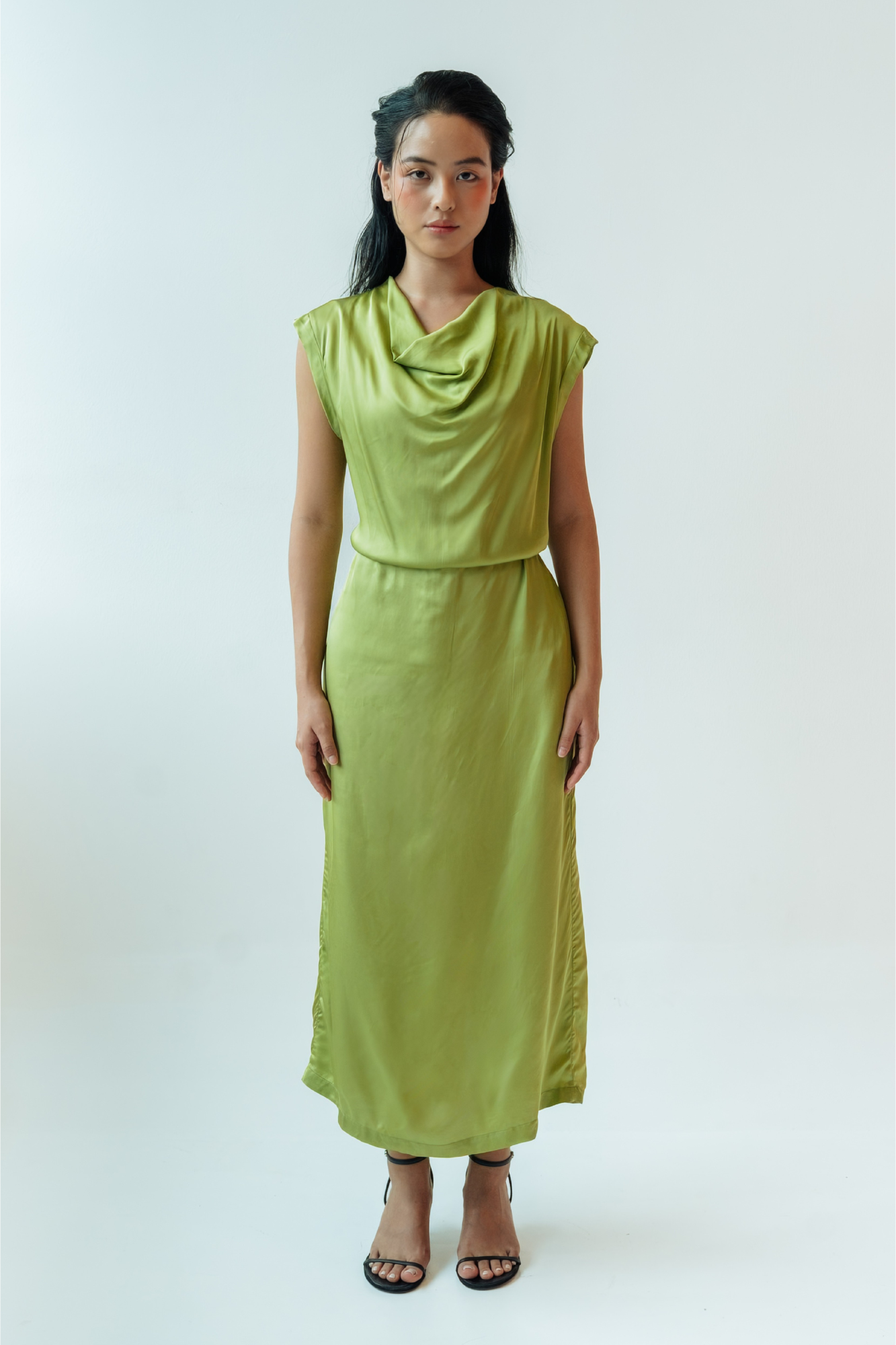 Chartreuse Cowl Neck Dress