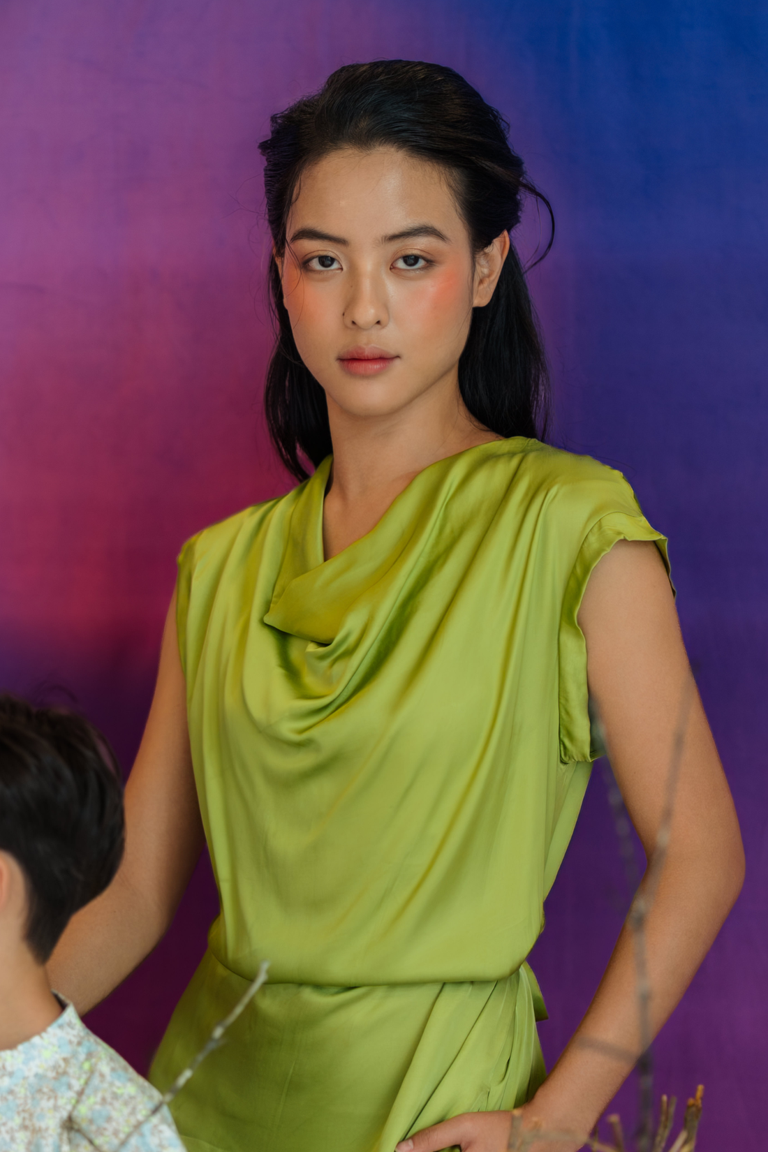 Chartreuse Cowl Neck Dress
