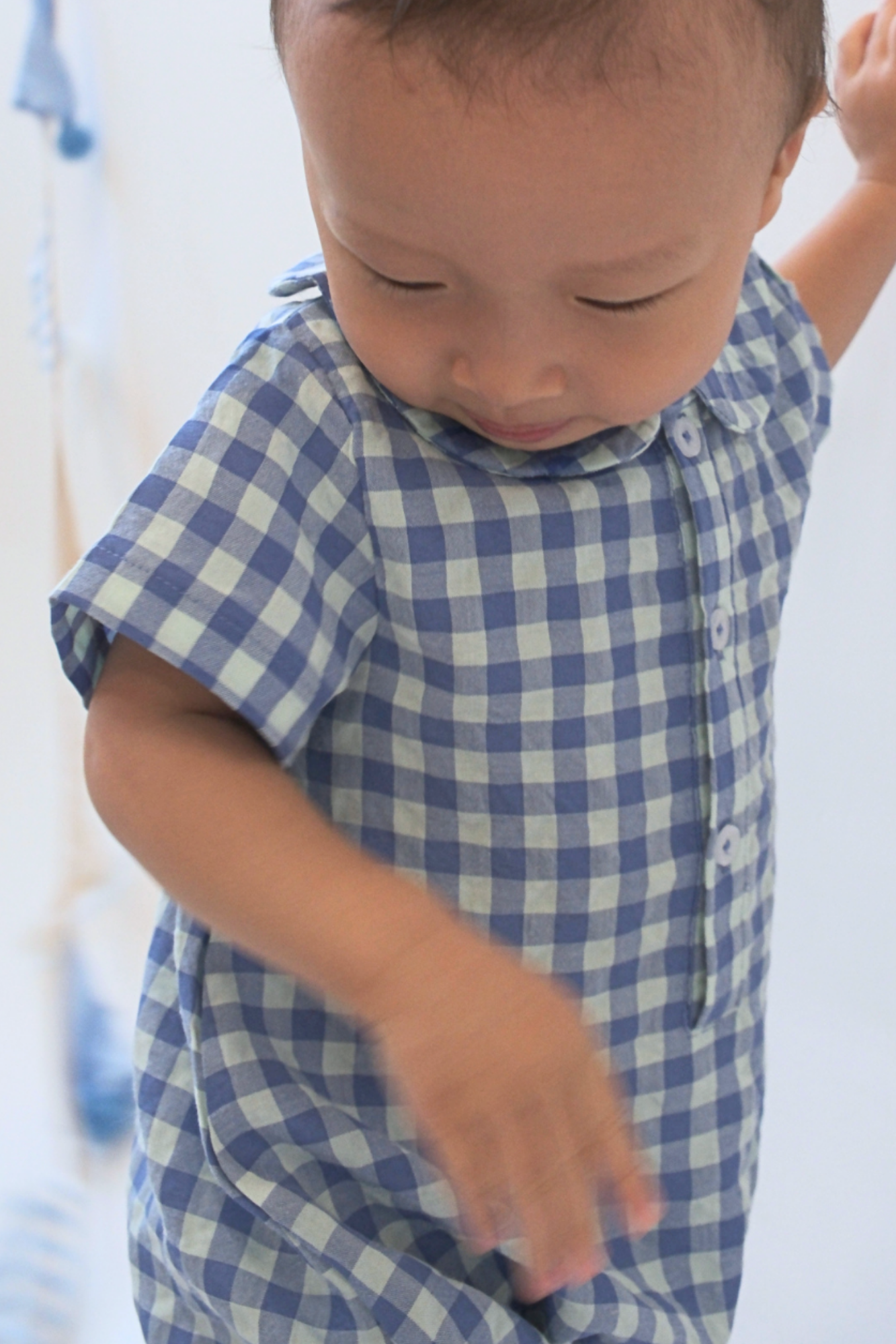 Blue Plaid Peter Pan Romper