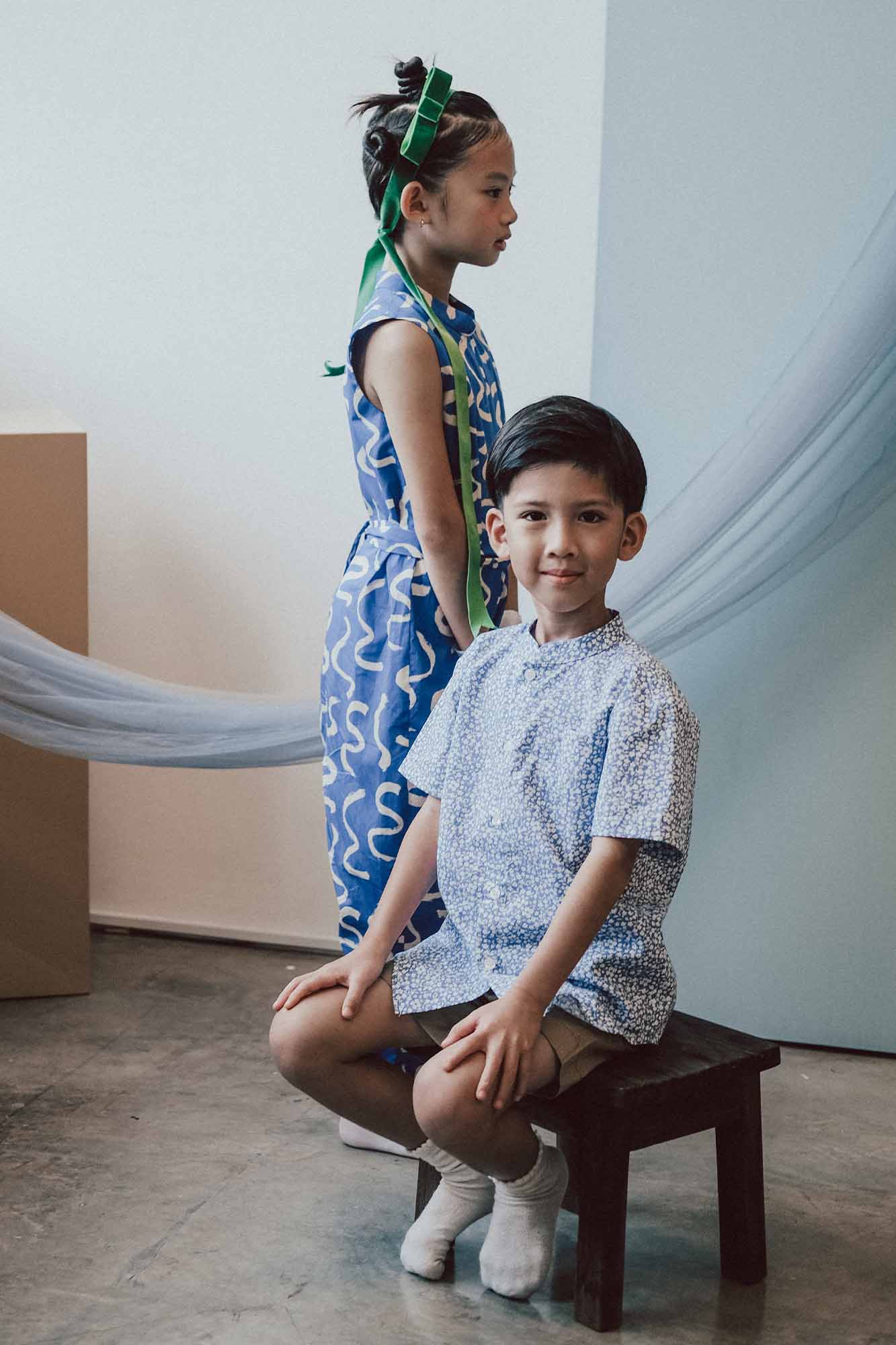 Blue Hyacinth Mandarin Shirt