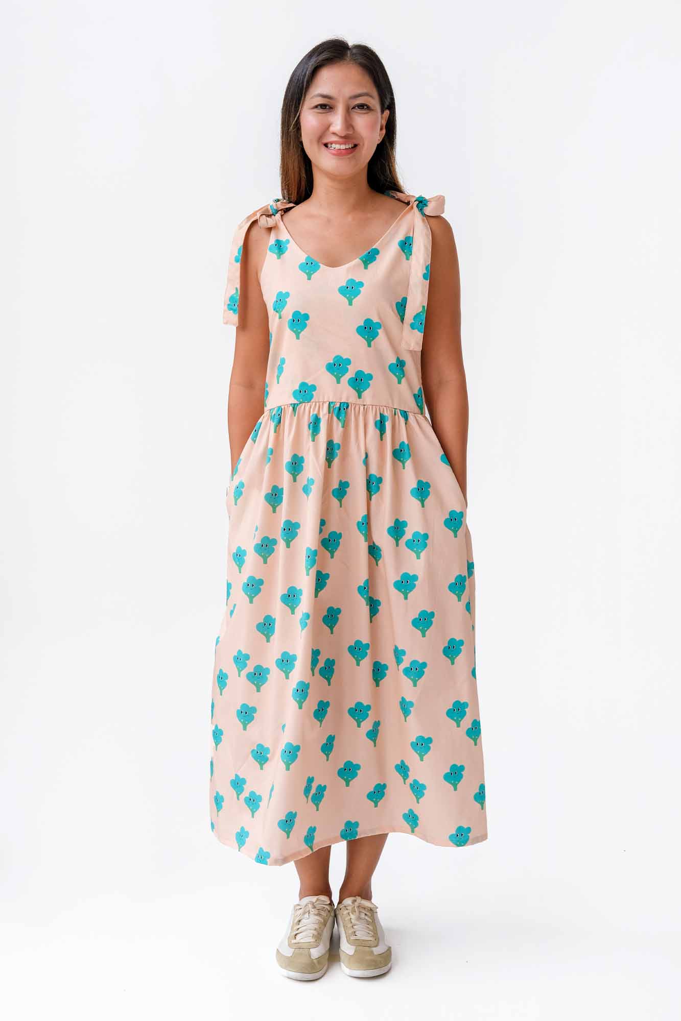 Betty Broccoli Ladies Shoulder Tie Dress