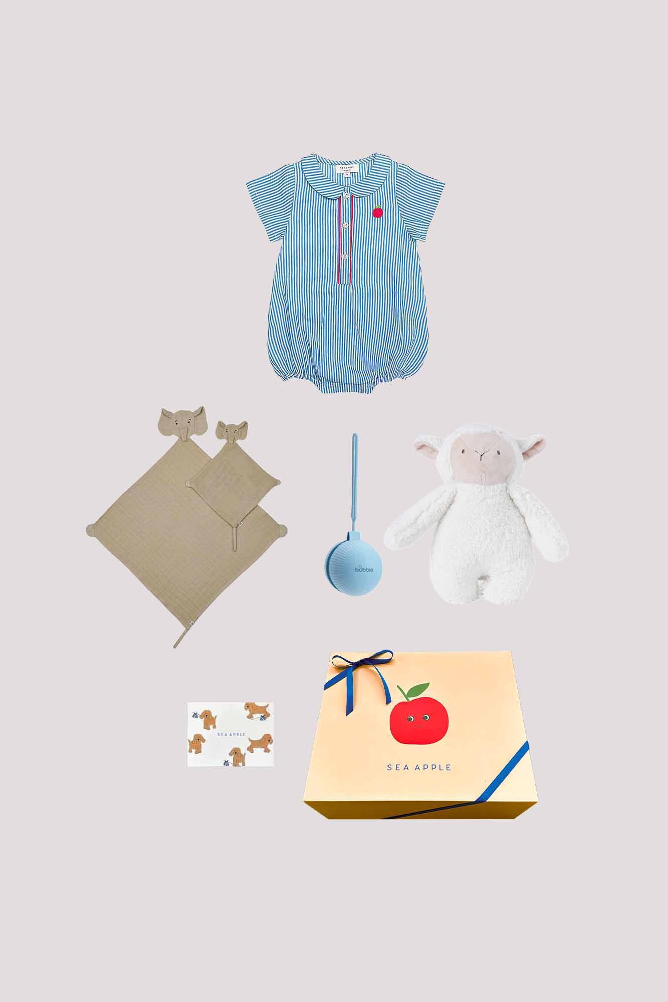 Personalisable Baby Boy Blue Stripes Gift Set