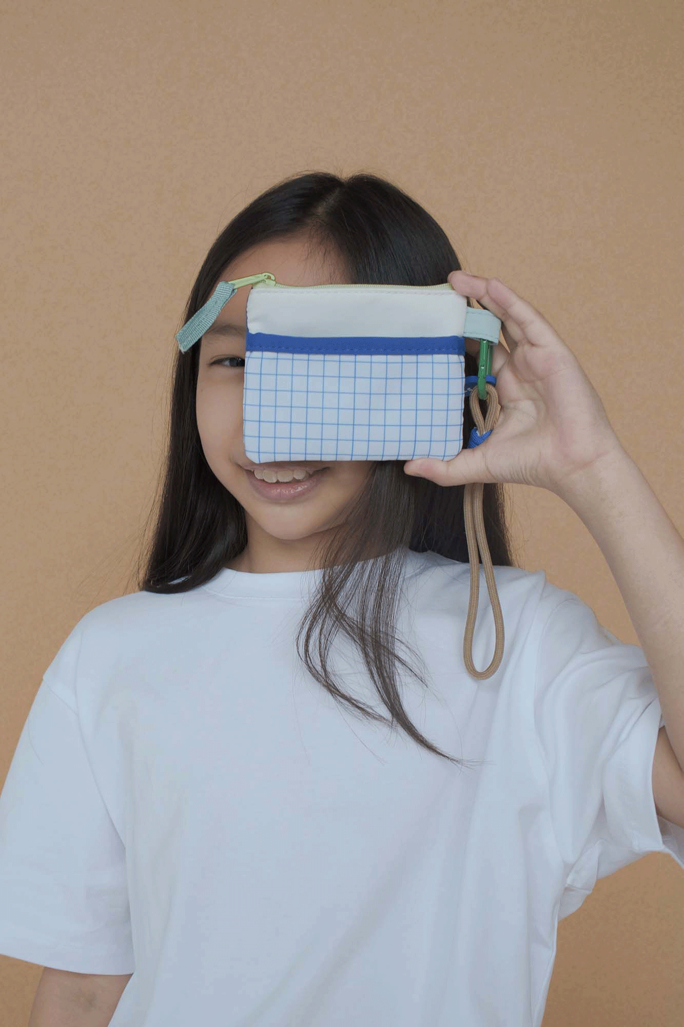 Personalisable Cobalt Grid Flat Pouch