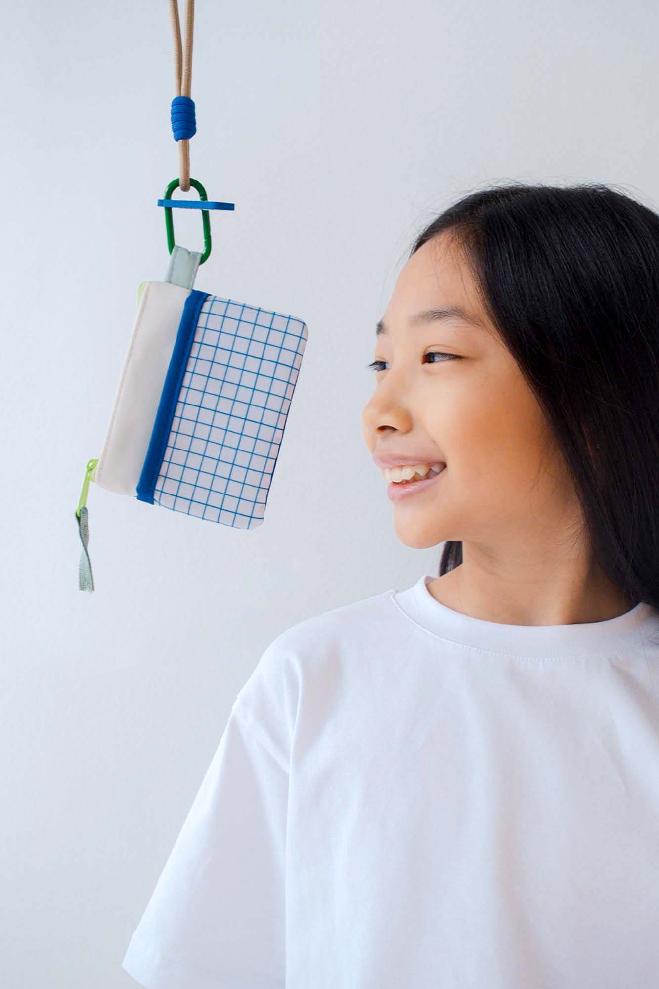 Personalisable Cobalt Grid Flat Pouch