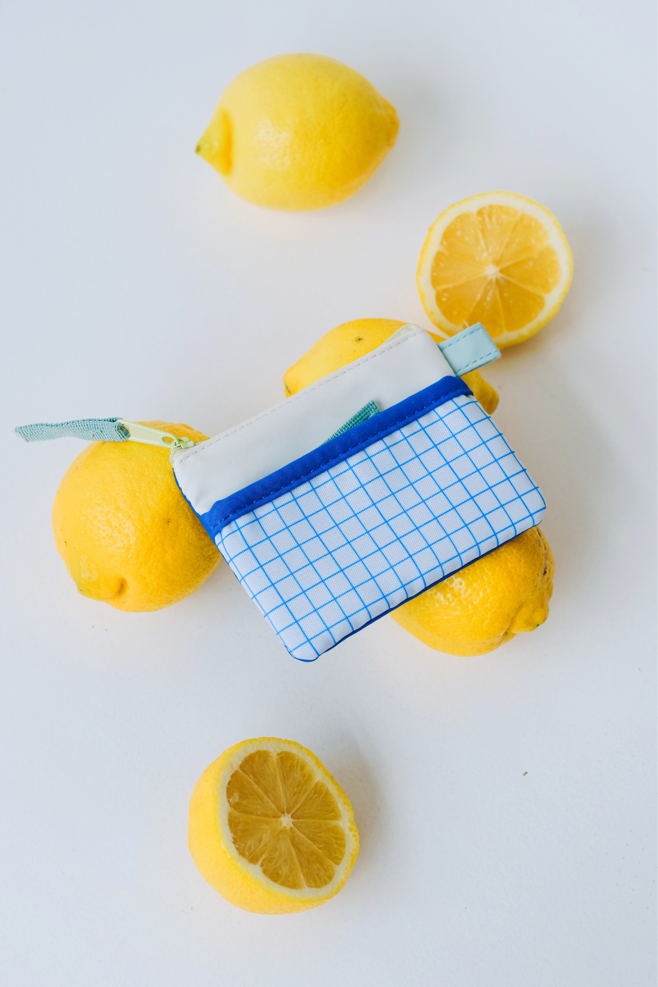 Personalisable Cobalt Grid Flat Pouch